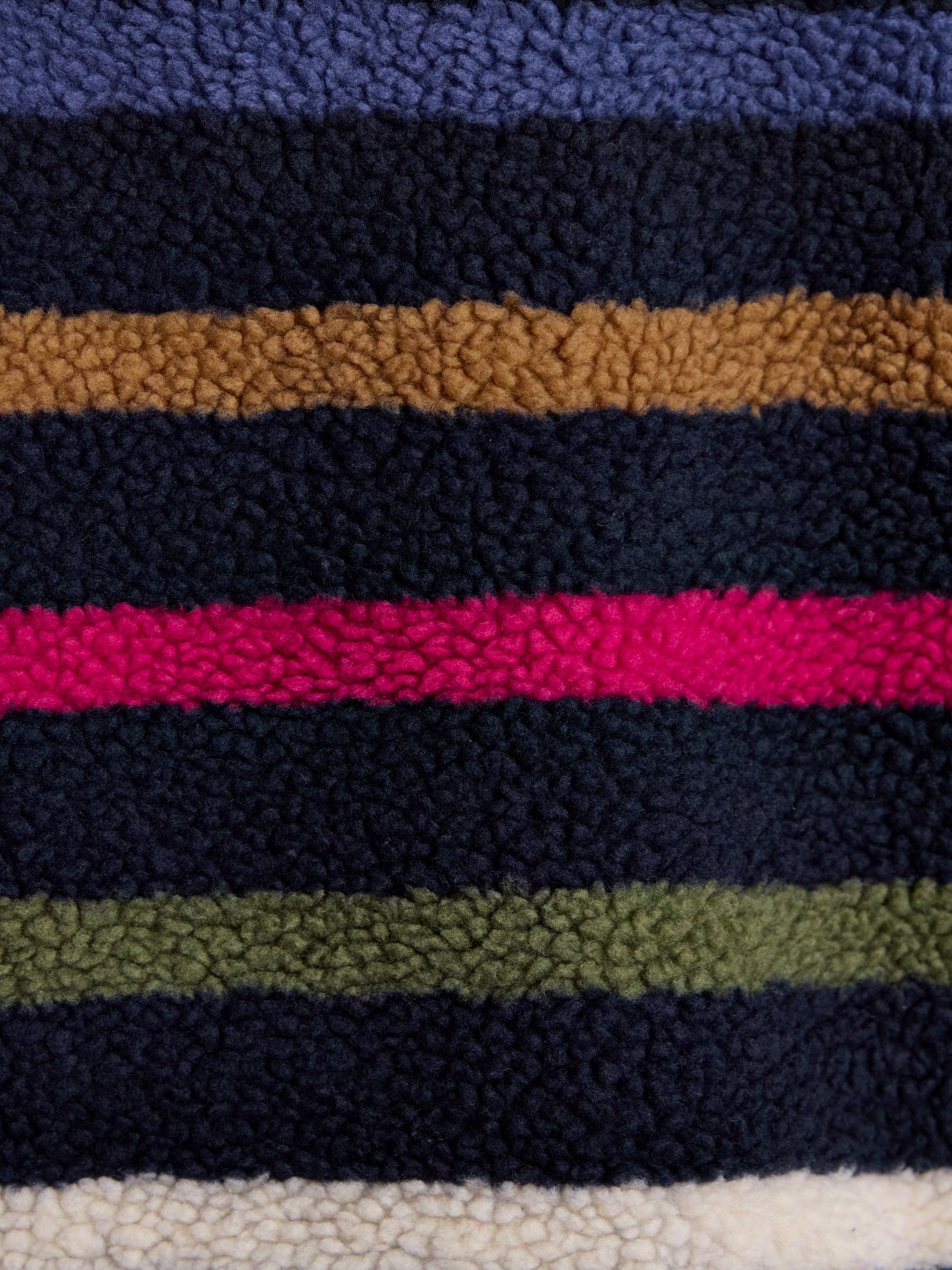 Lottie Navy Multi Stripe Borg Fleece with Zip Fastening - Image 8 of 10