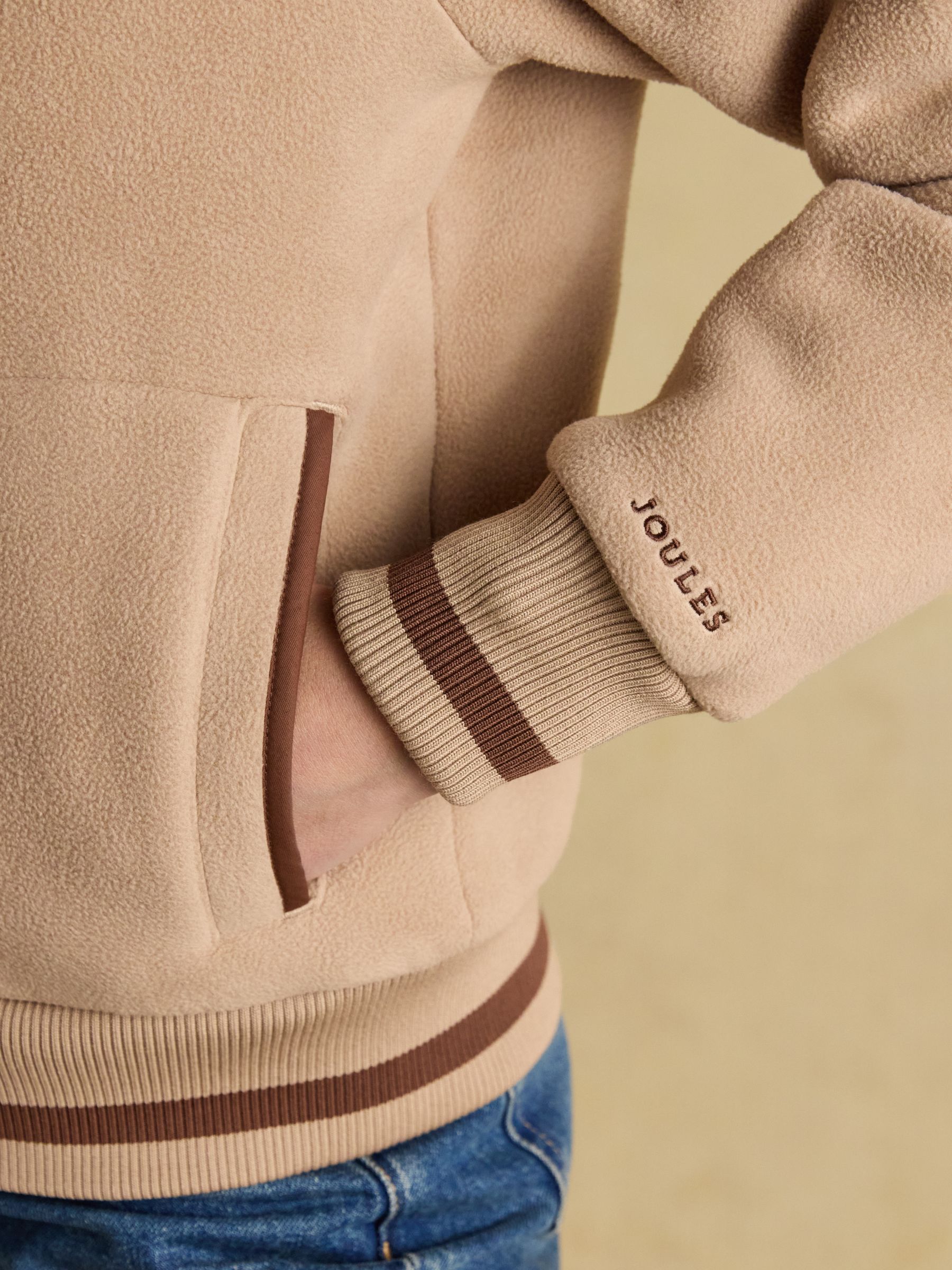 Margot Neutral Varsity Fleece Bomber Jacket - Image 8 of 10