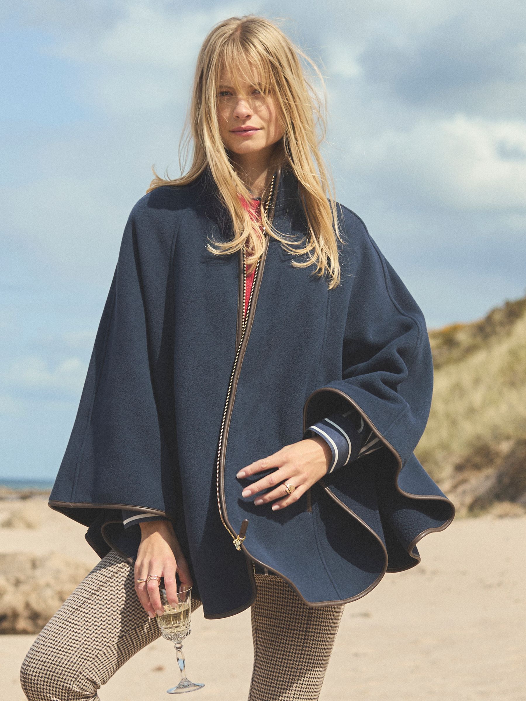 Heritage Navy Fleece Longline Cape - Image 1 of 14