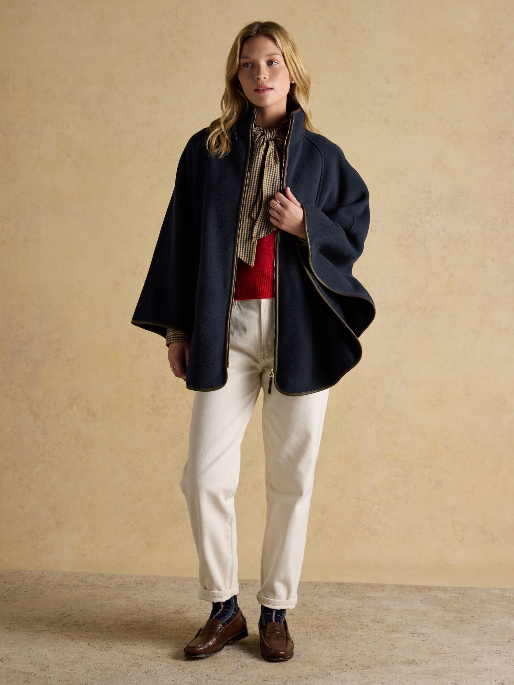 Heritage Navy Fleece Longline Cape - Image 13 of 14