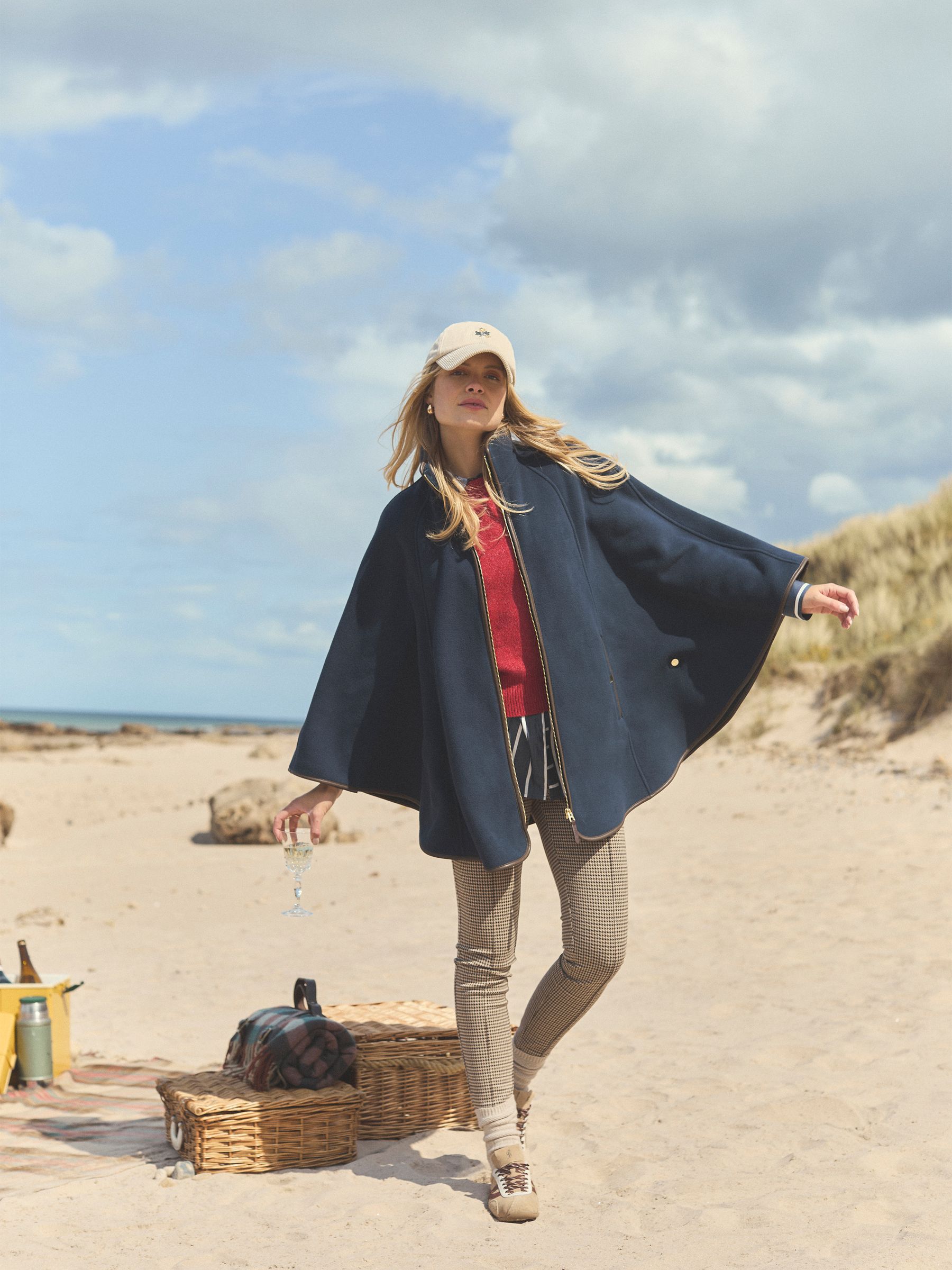 Heritage Navy Fleece Longline Cape - Image 2 of 14