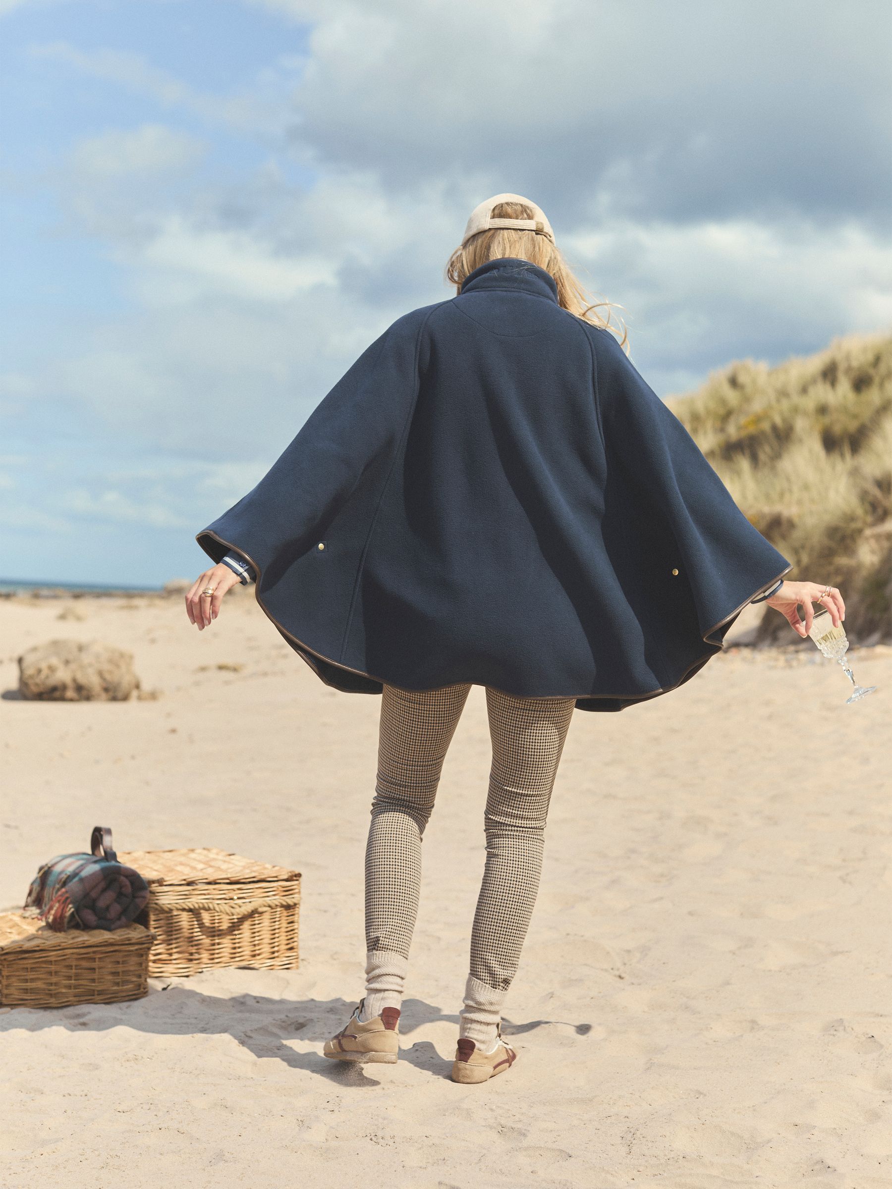 Heritage Navy Fleece Longline Cape - Image 3 of 14