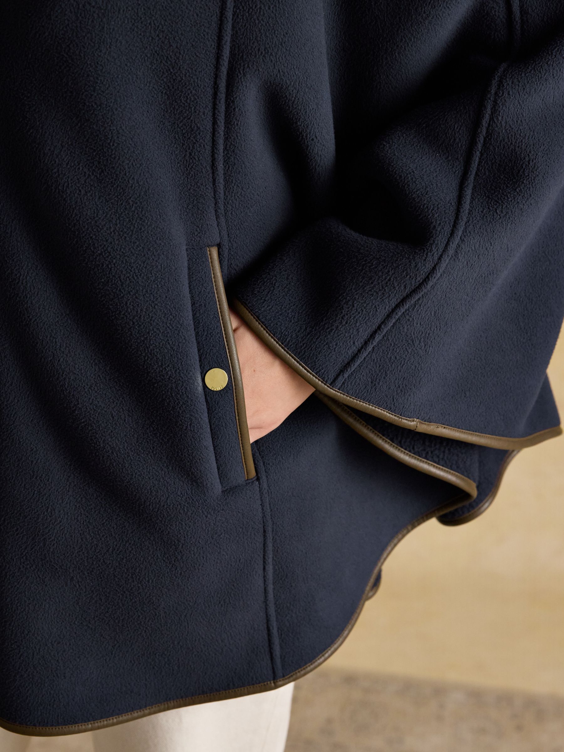 Heritage Navy Fleece Longline Cape - Image 8 of 14