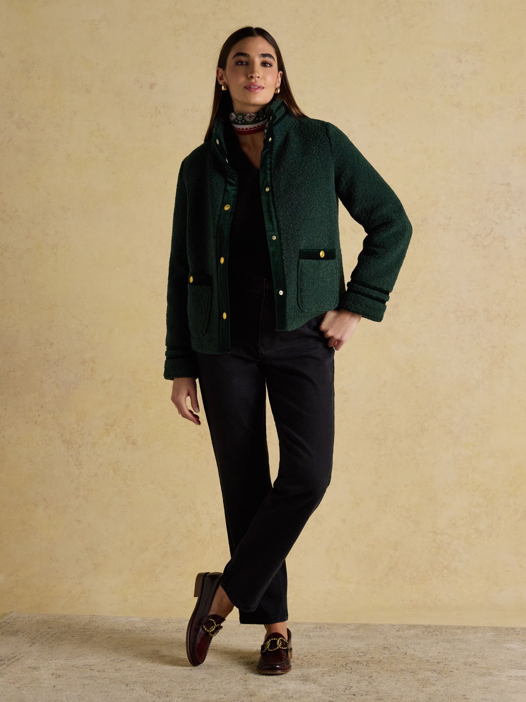 Fleur Emerald Green Fleece Jacket - Image 3 of 7