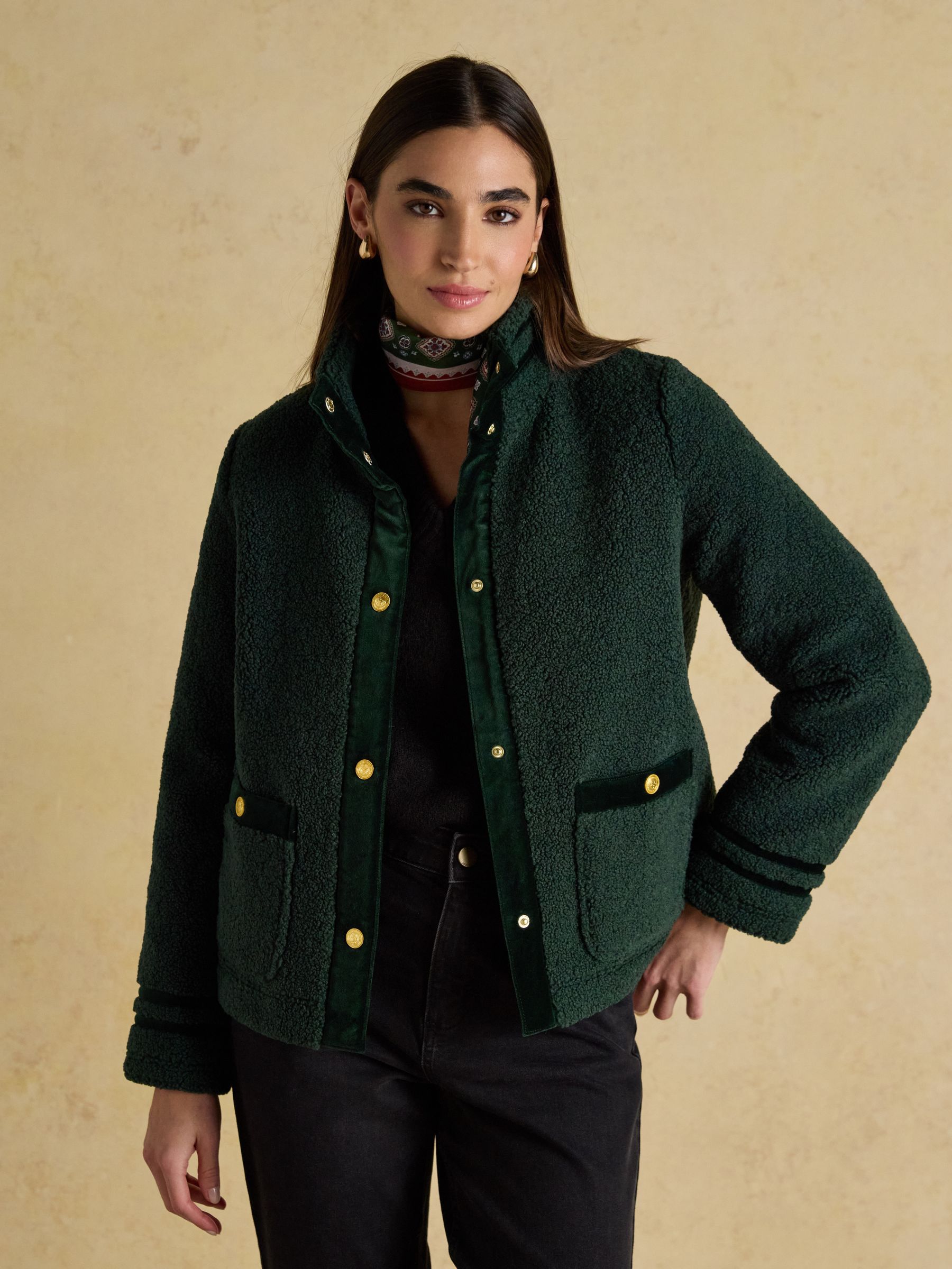 Fleur Emerald Green Fleece Jacket - Image 4 of 7