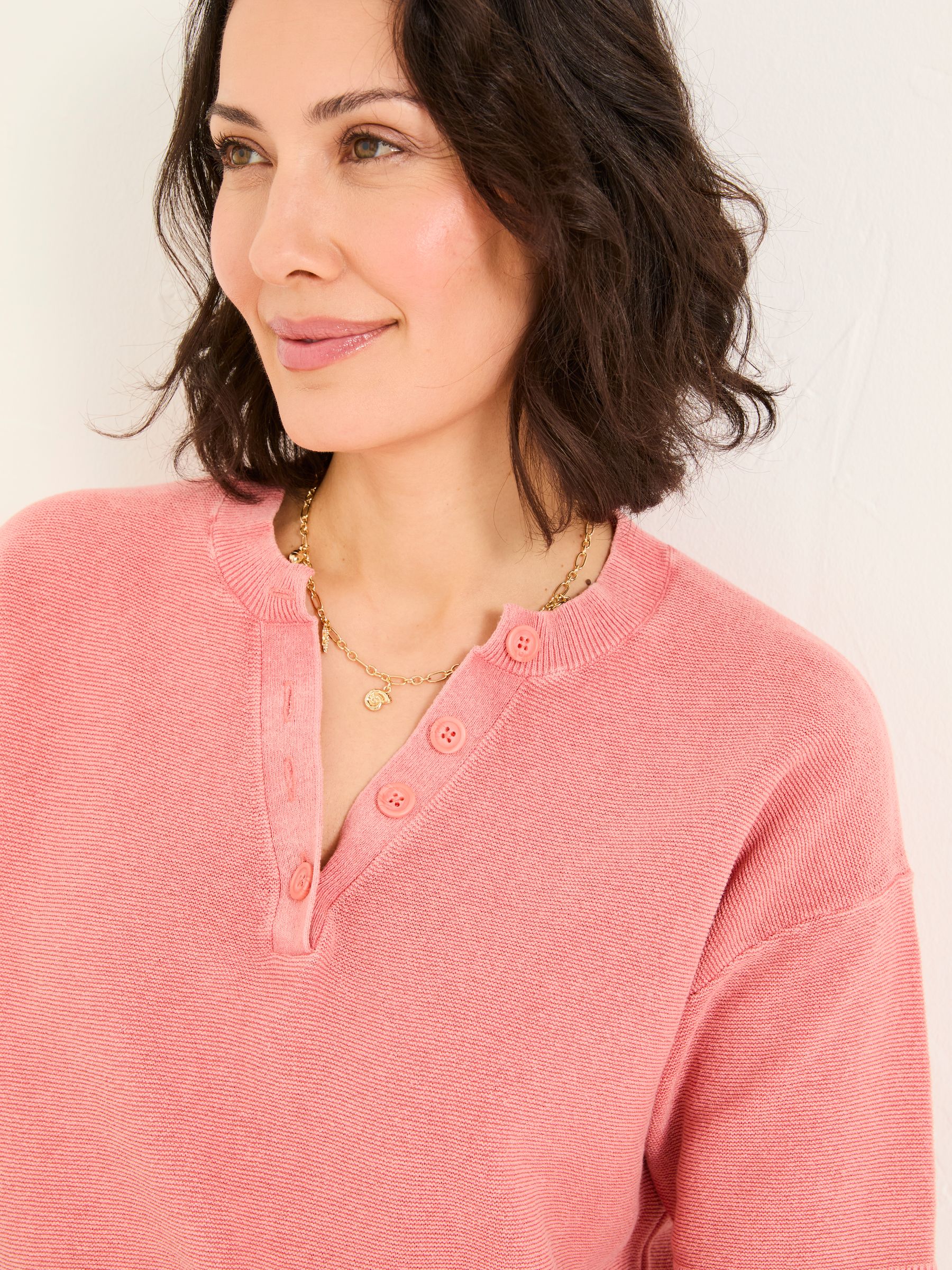 Fleur Rose Pink Laundered Henley Top - Image 5 of 6