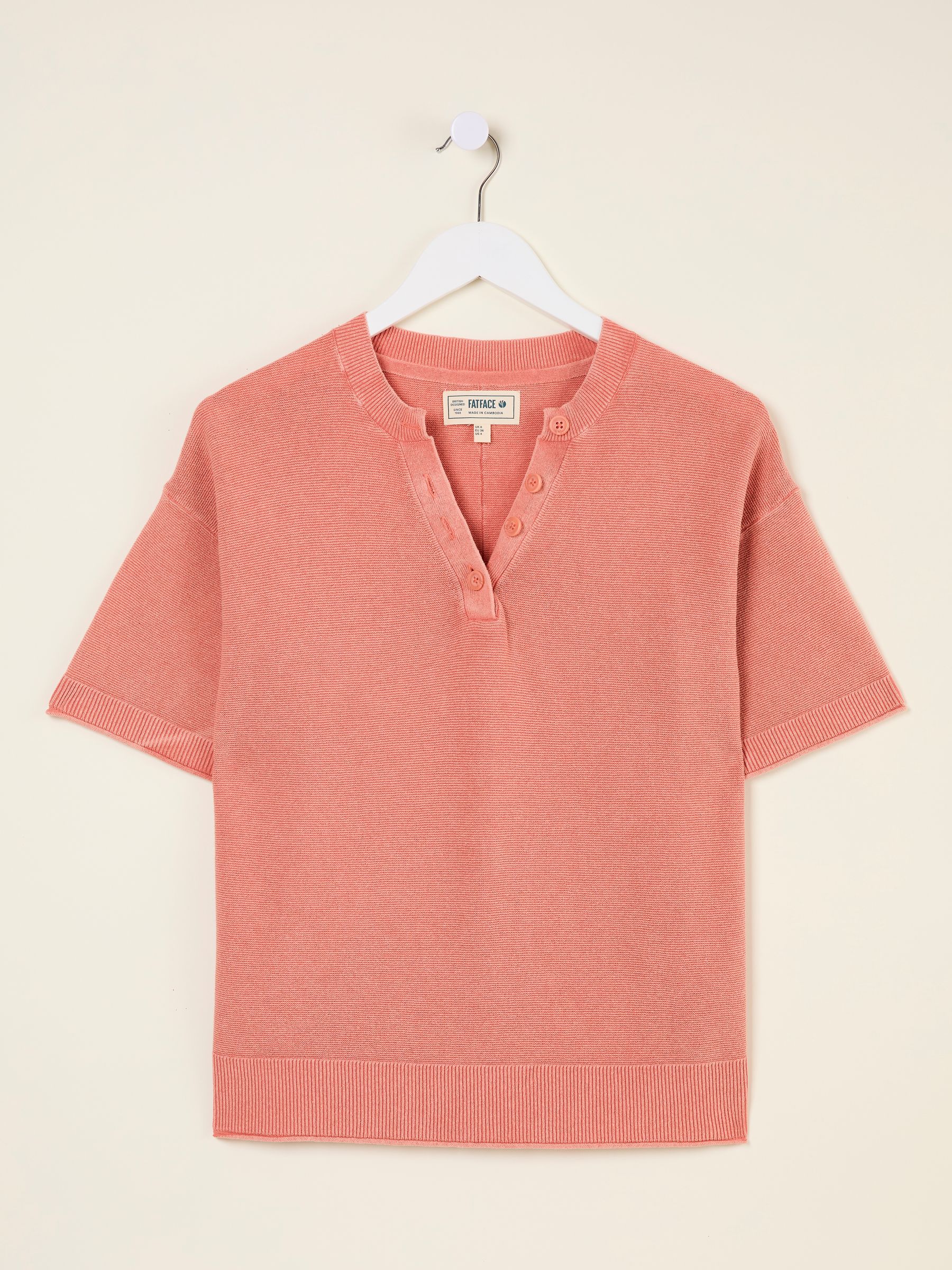 Fleur Rose Pink Laundered Henley Top - Image 6 of 6