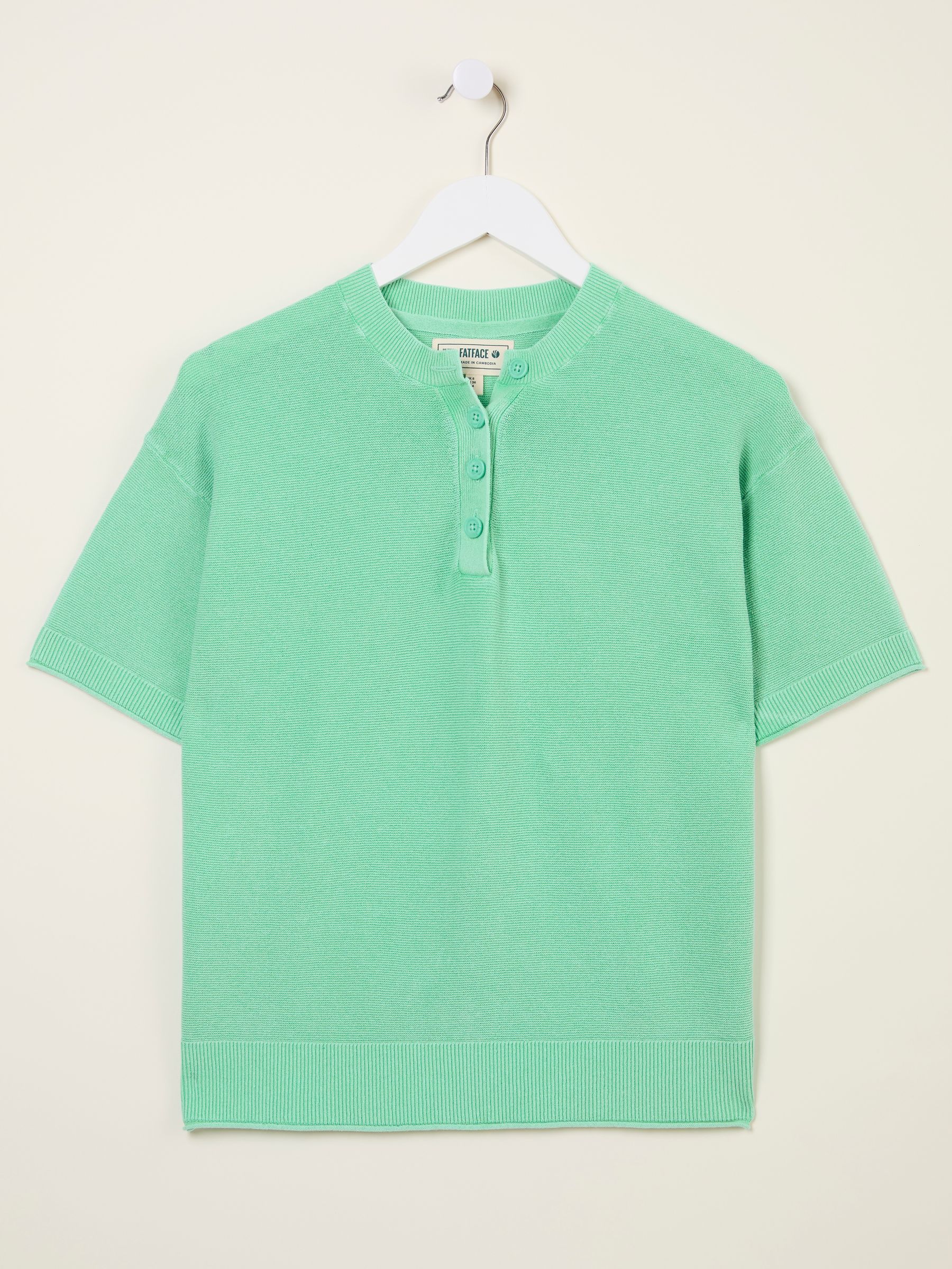 Fleur Light Teal Laundered Henley Top - Image 5 of 5
