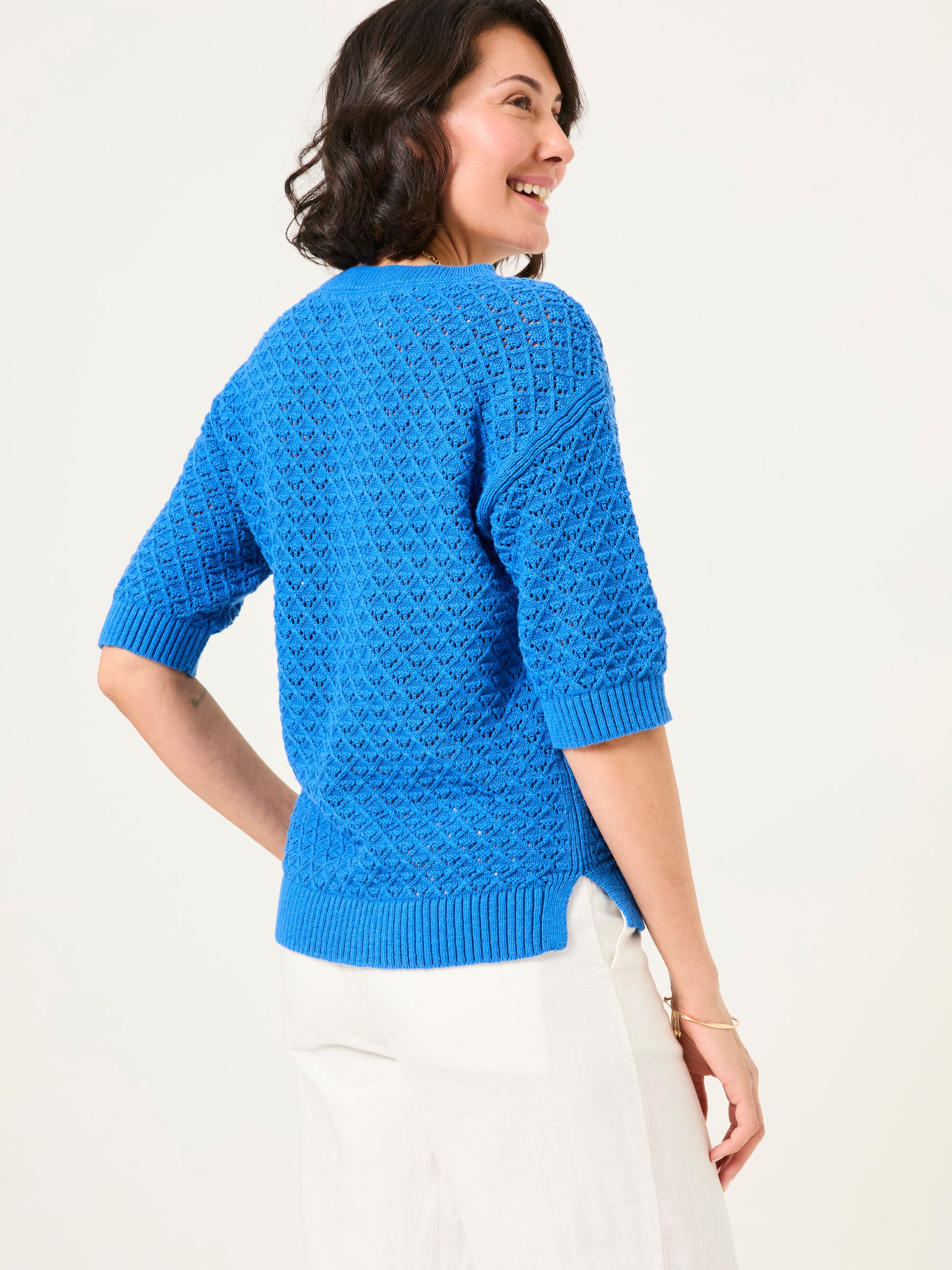Maysie Mid Blue Knitted T-Shirt - Image 3 of 6