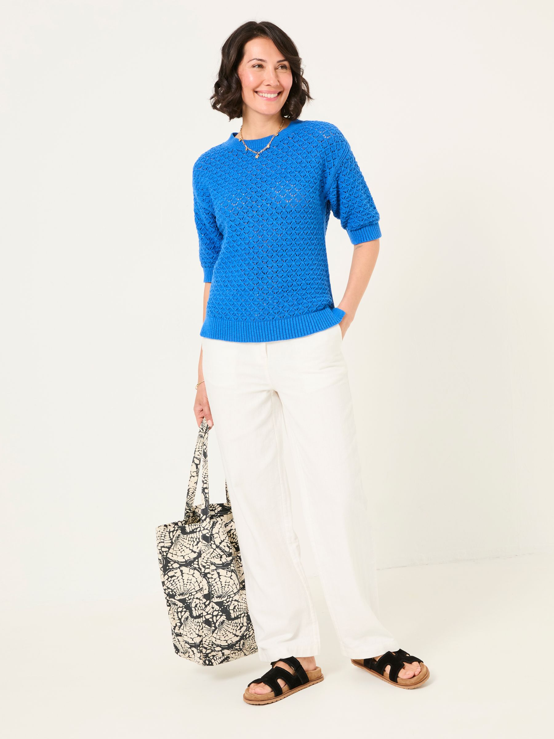 Maysie Mid Blue Knitted T-Shirt - Image 4 of 6