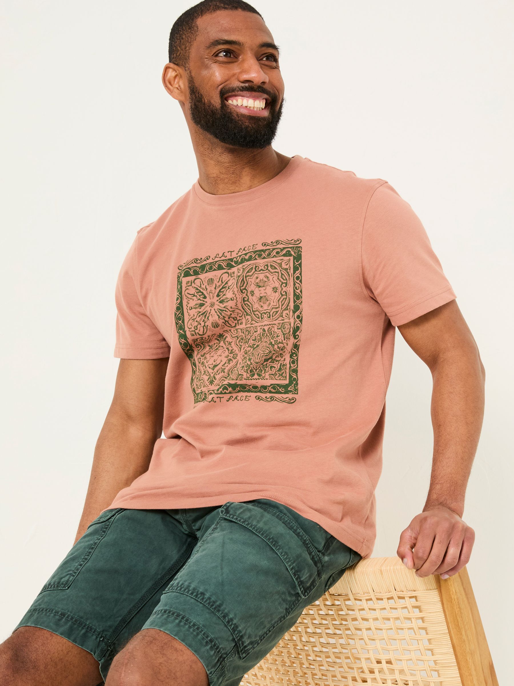Dusky Pink Tile Print Tshirt - Image 1 of 5