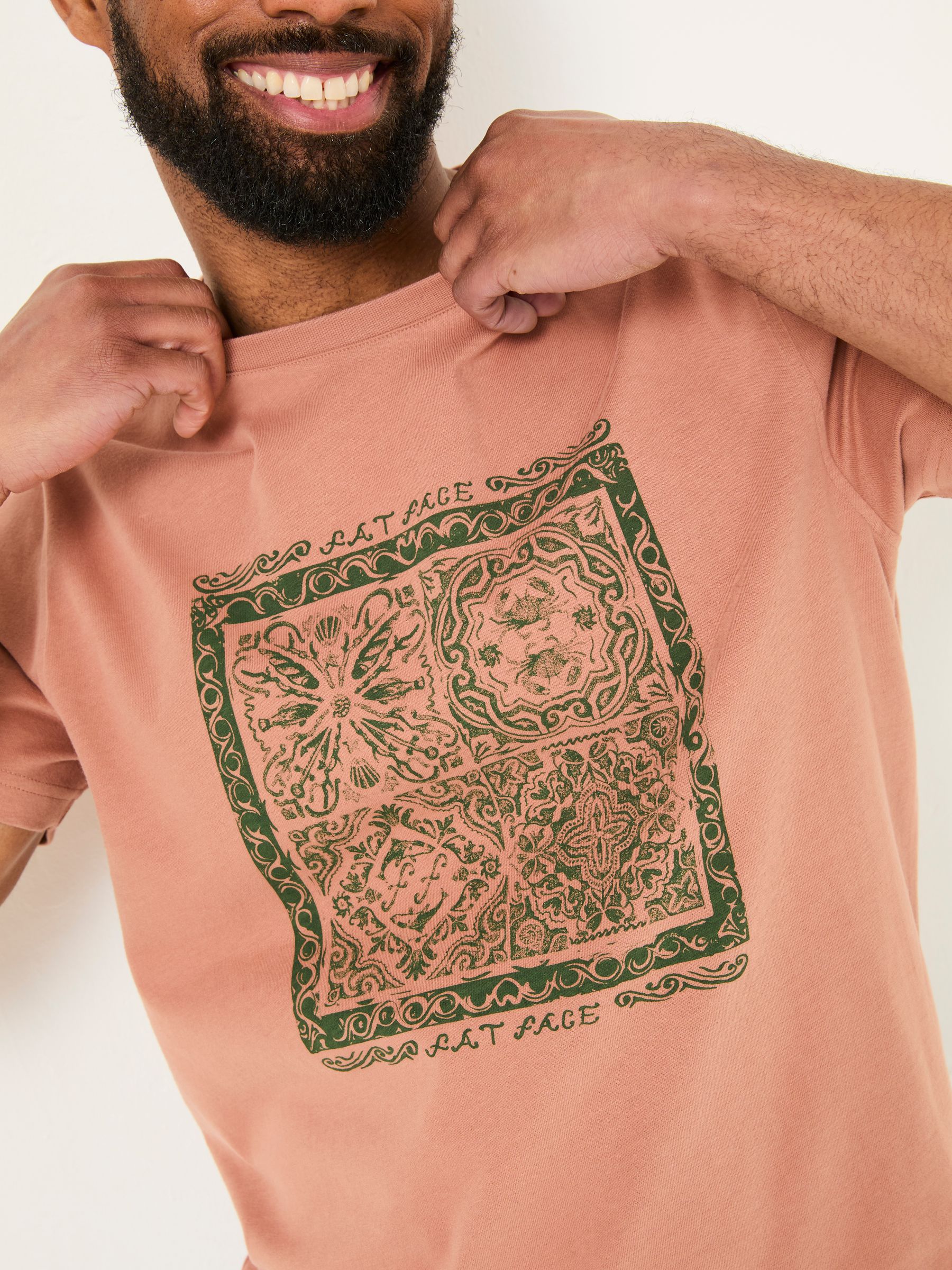 Dusky Pink Tile Print Tshirt - Image 4 of 5