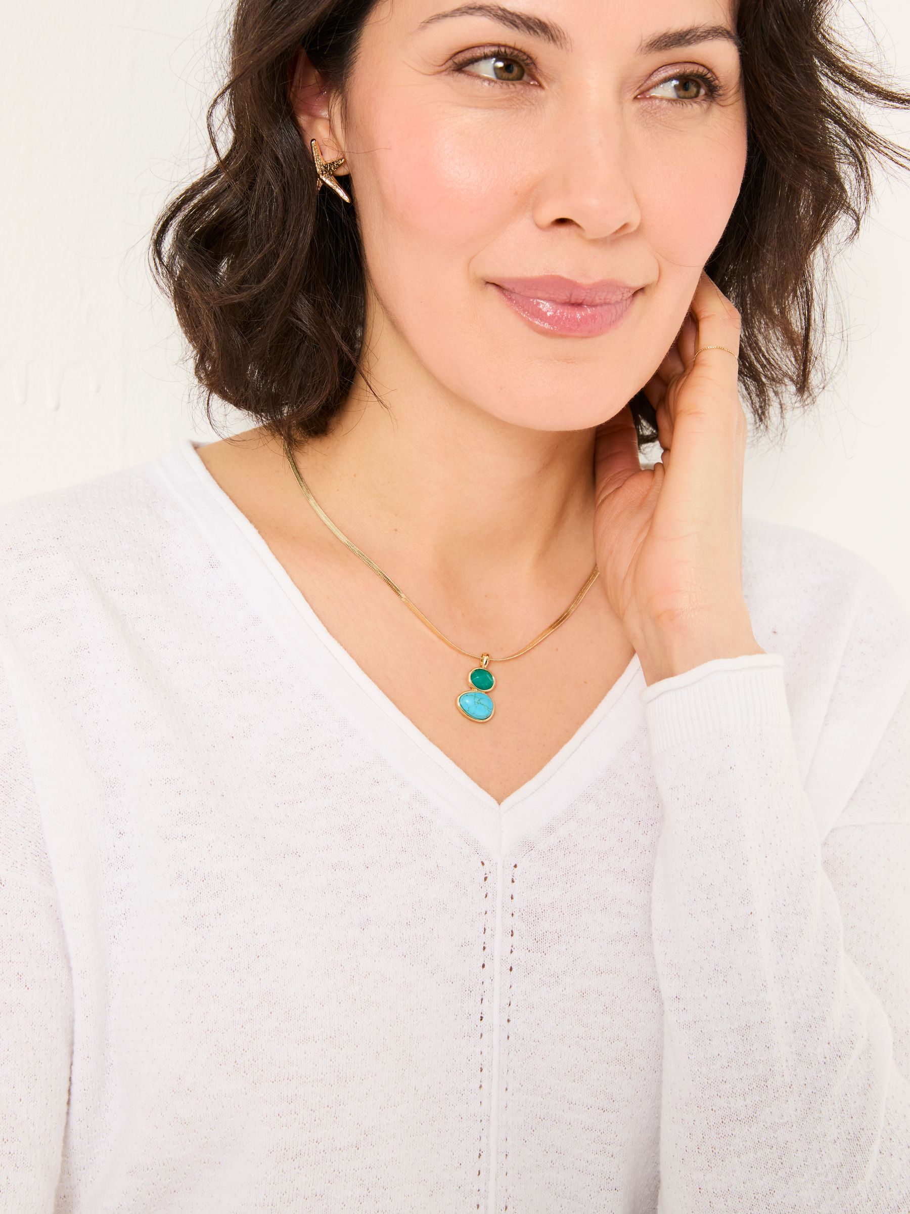 Iris White V-Neck Knitted Jumper - Image 4 of 5