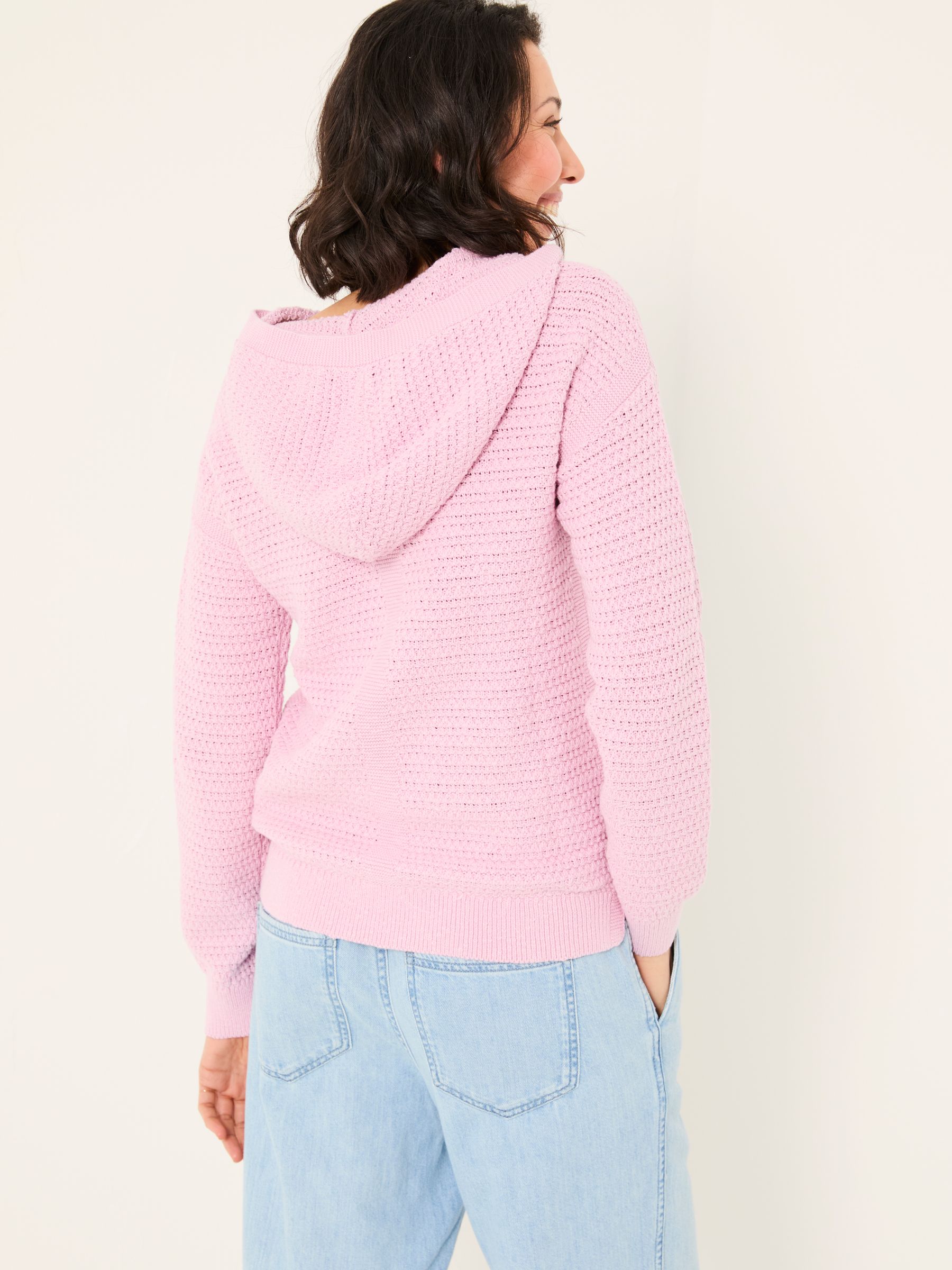 Sutton Blush Pink Textured Knitted Hoodie - Image 2 of 5