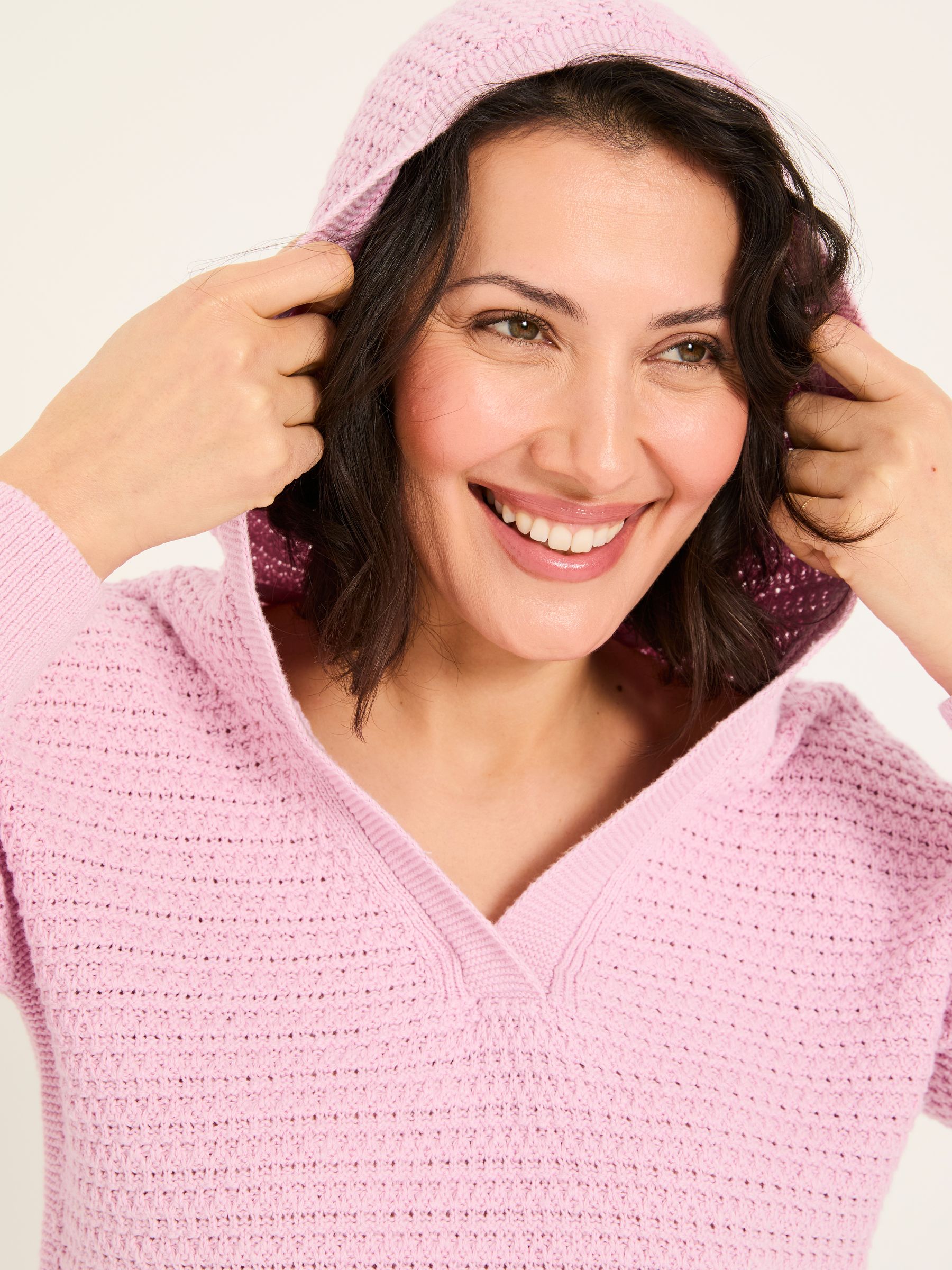 Sutton Blush Pink Textured Knitted Hoodie - Image 4 of 5