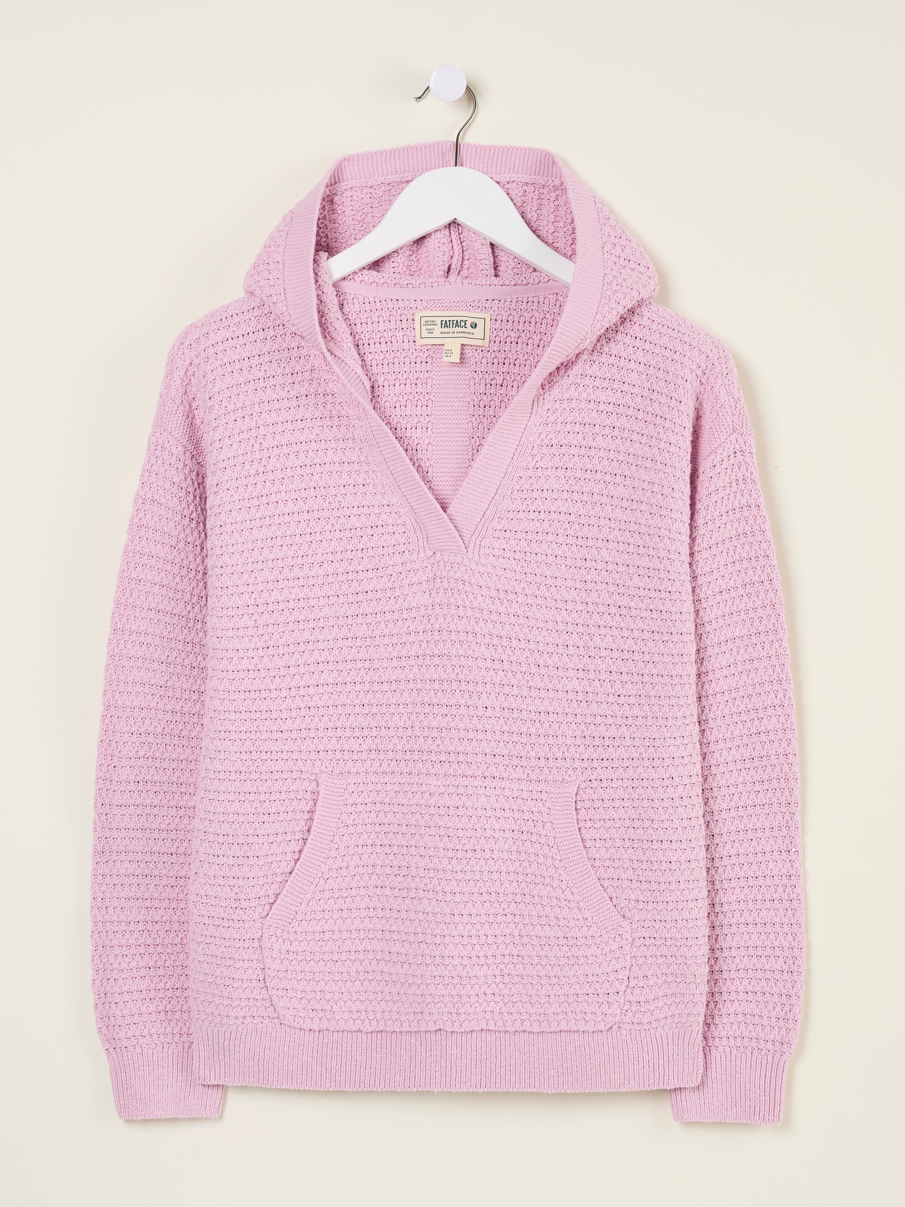 Sutton Blush Pink Textured Knitted Hoodie - Image 5 of 5