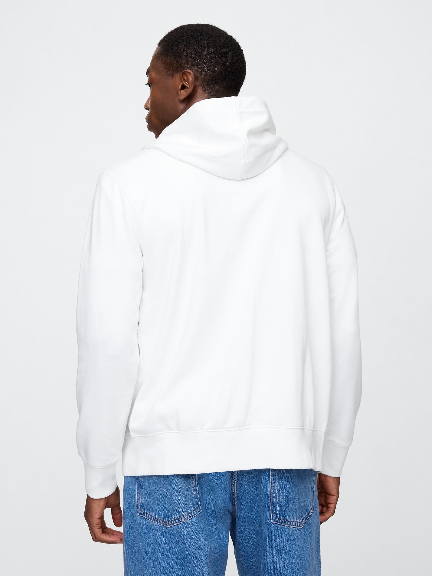 White Zip Up Arch Logo Hoodie - Image 2 of 5