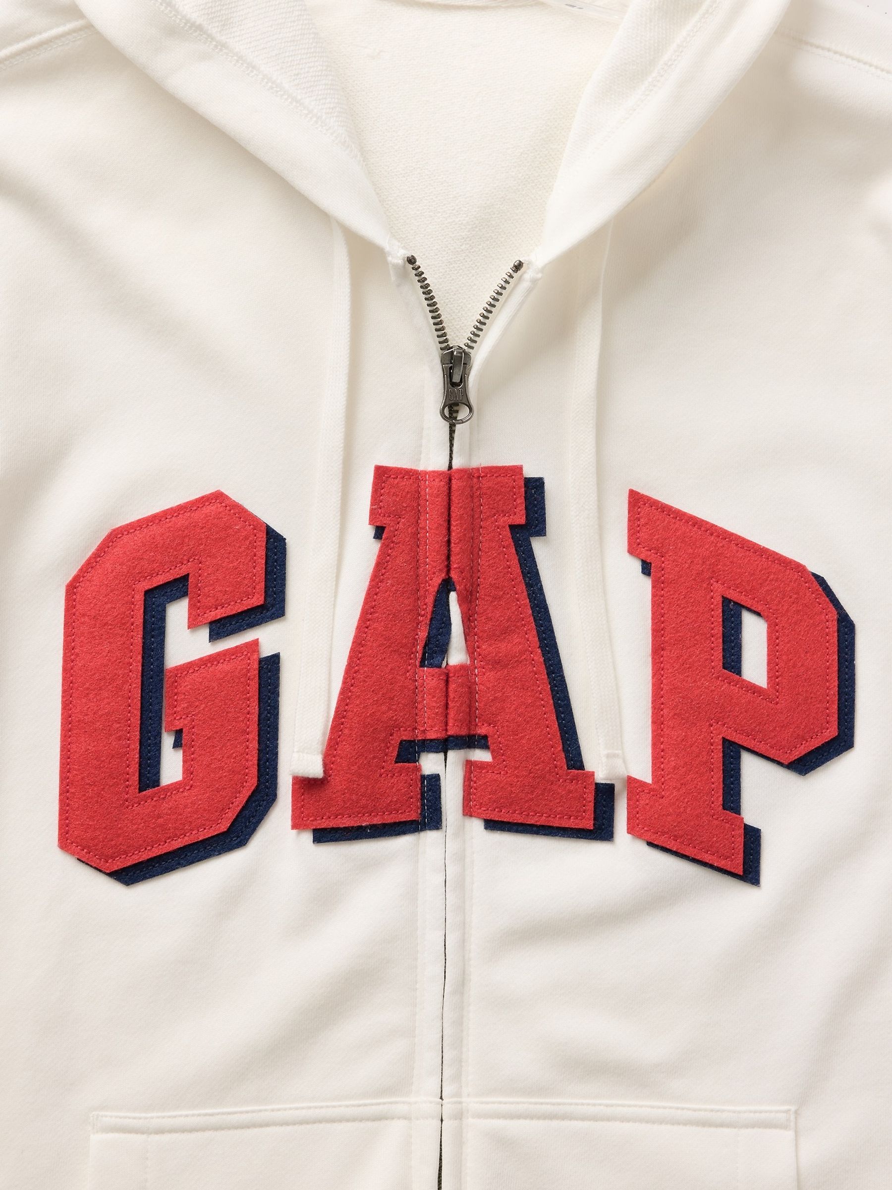 White Zip Up Arch Logo Hoodie - Image 4 of 5