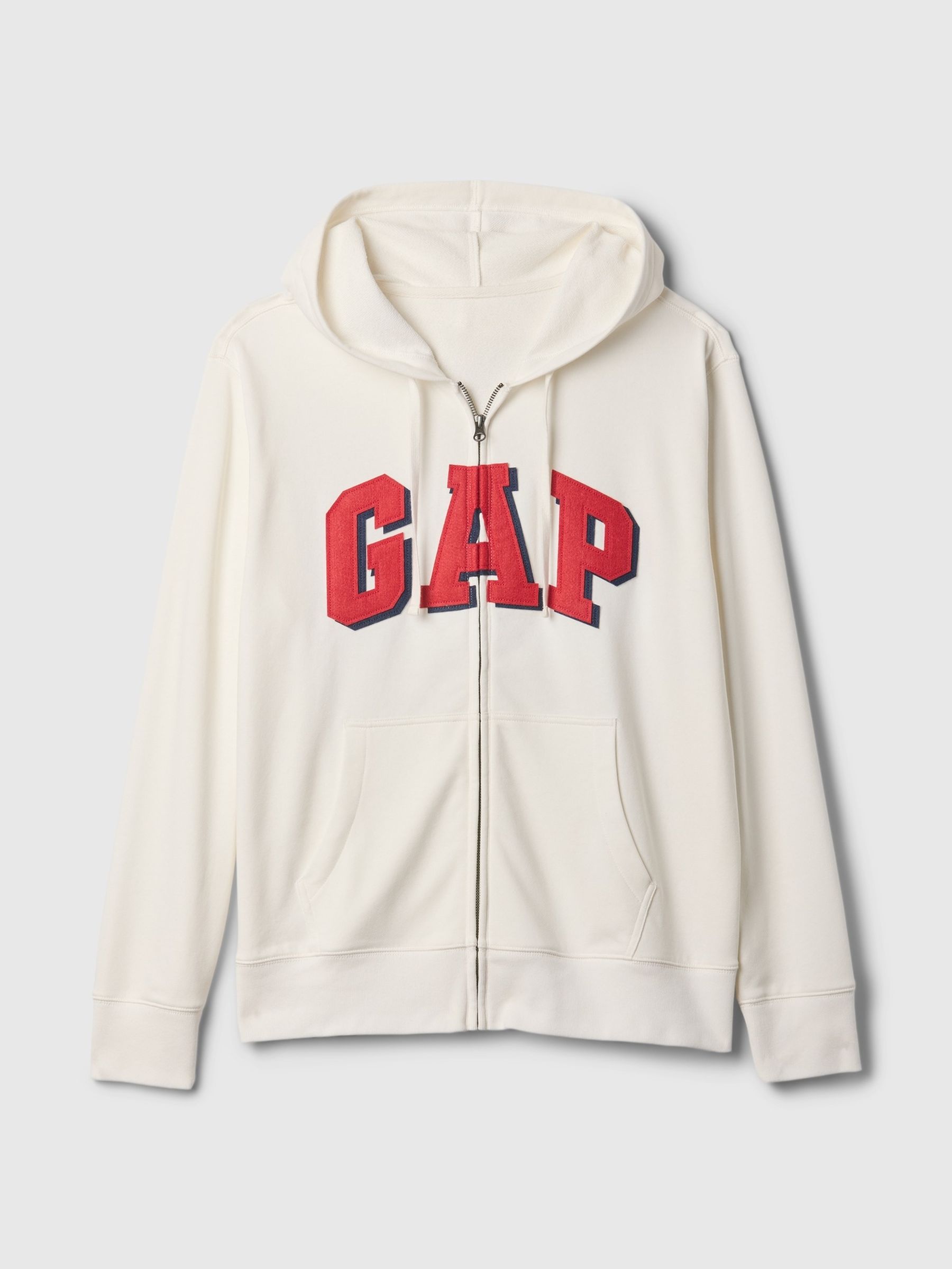 White Zip Up Arch Logo Hoodie - Image 5 of 5