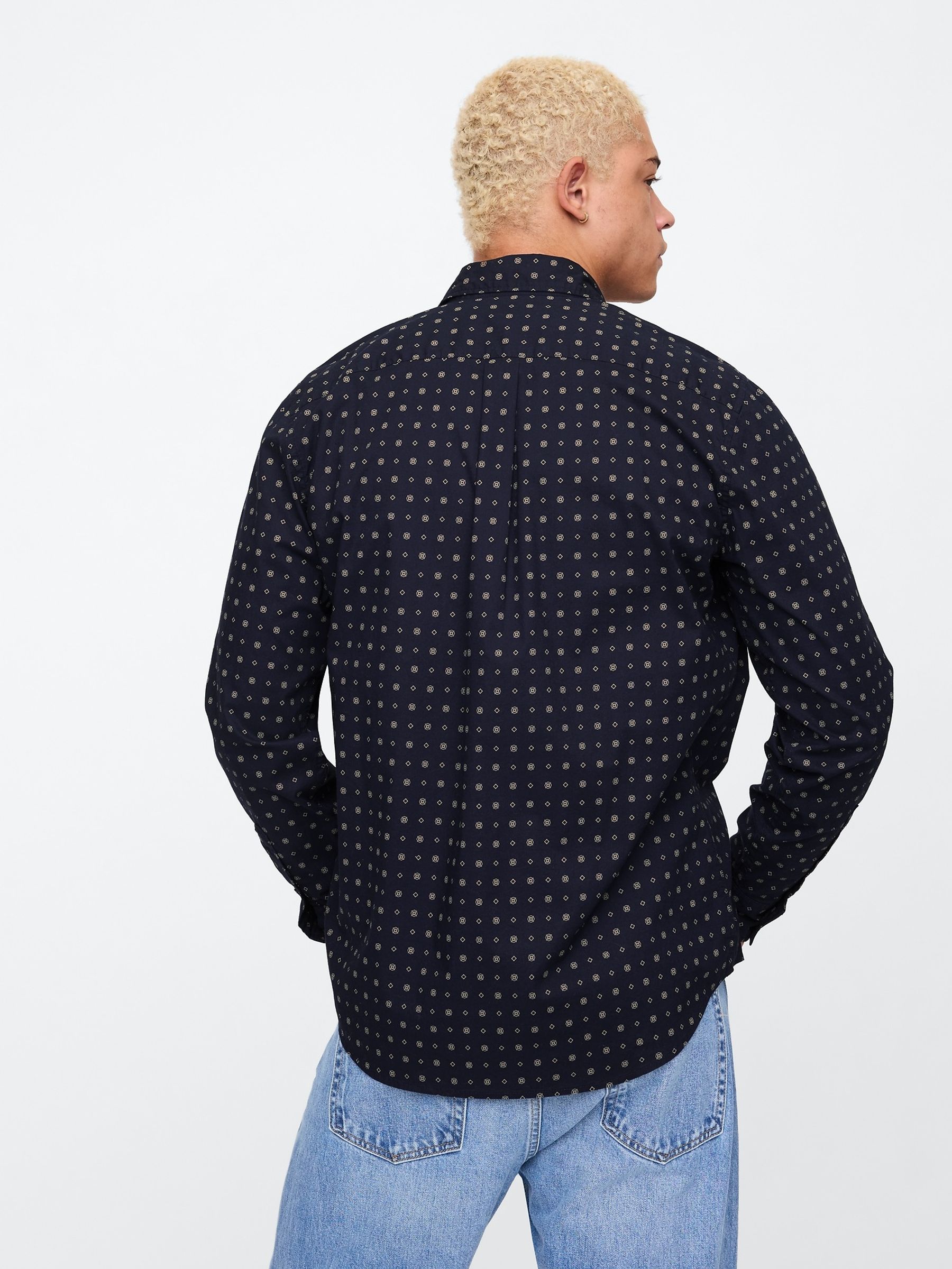 Navy/Blue Stretch Poplin Shirt - Image 2 of 5