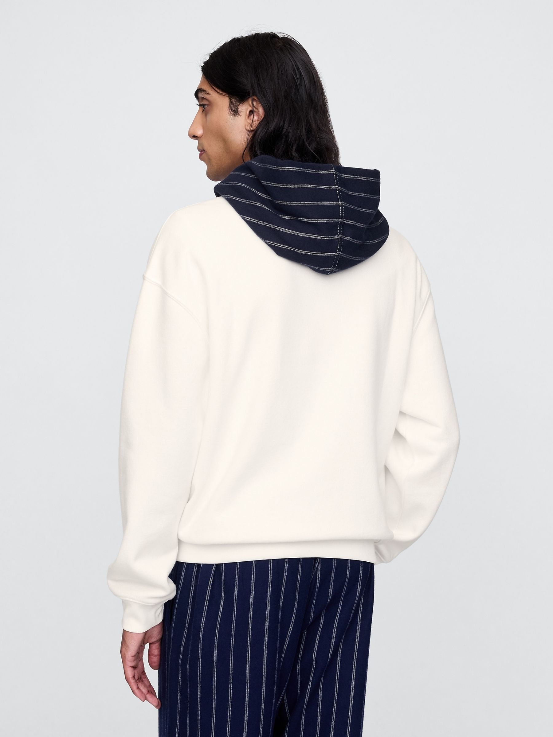 White Vintage Soft Striped Logo Hoodie - Image 2 of 5