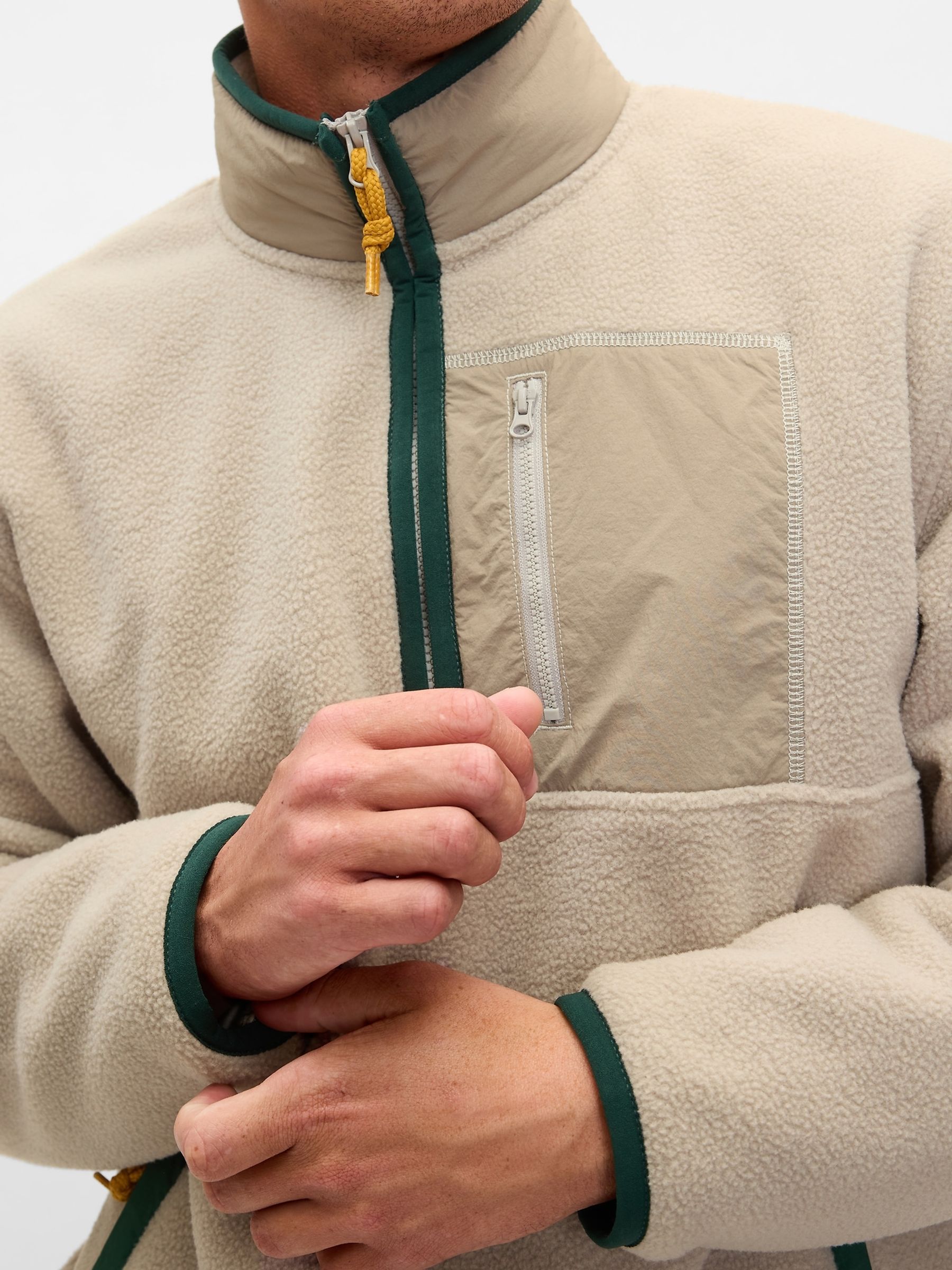 Beige Sherpa Quarter-Zip Pullover Fleece - Image 4 of 5