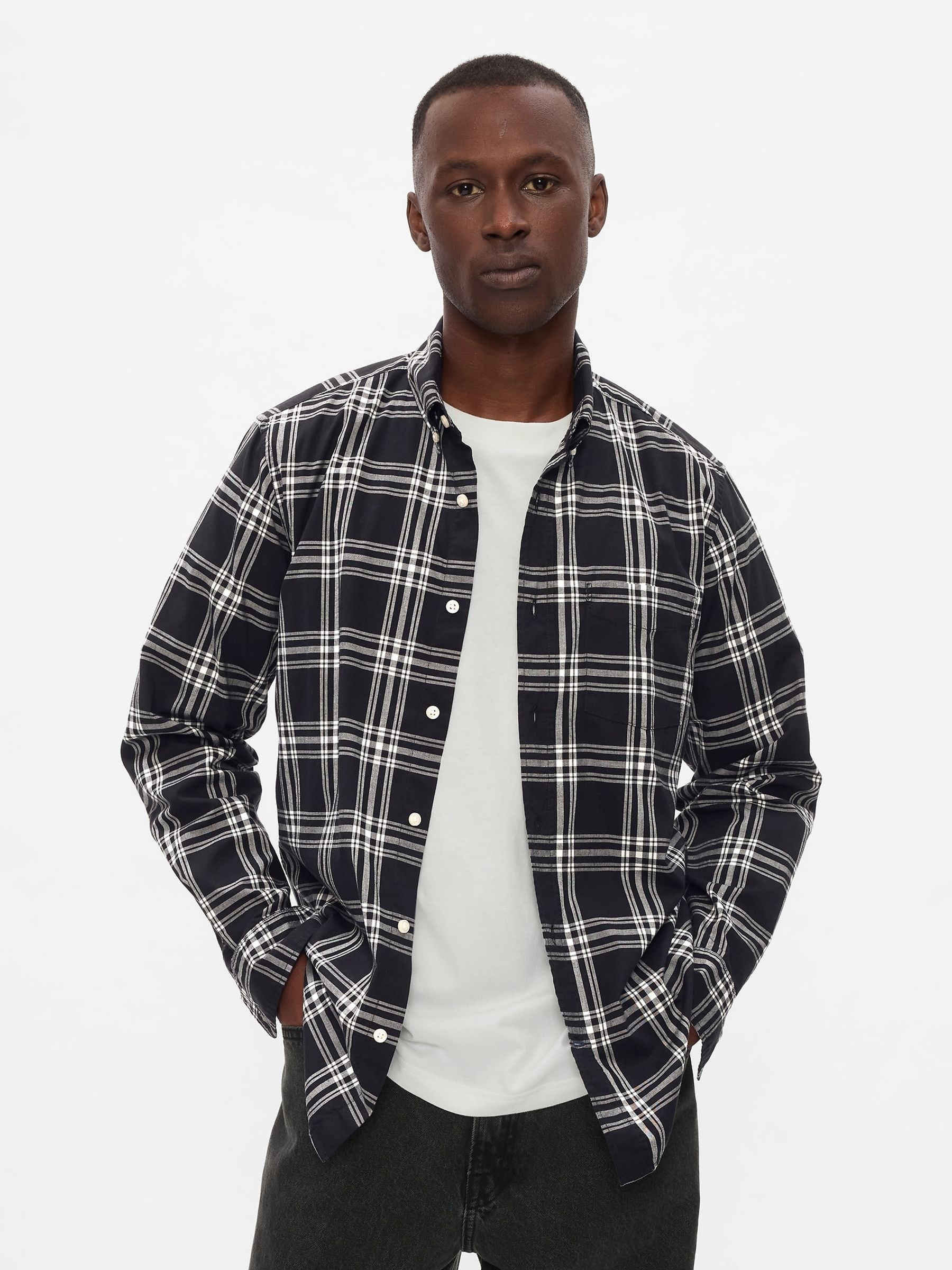 Black Regular Fit Long Sleeve Poplin Shirt - Image 1 of 5