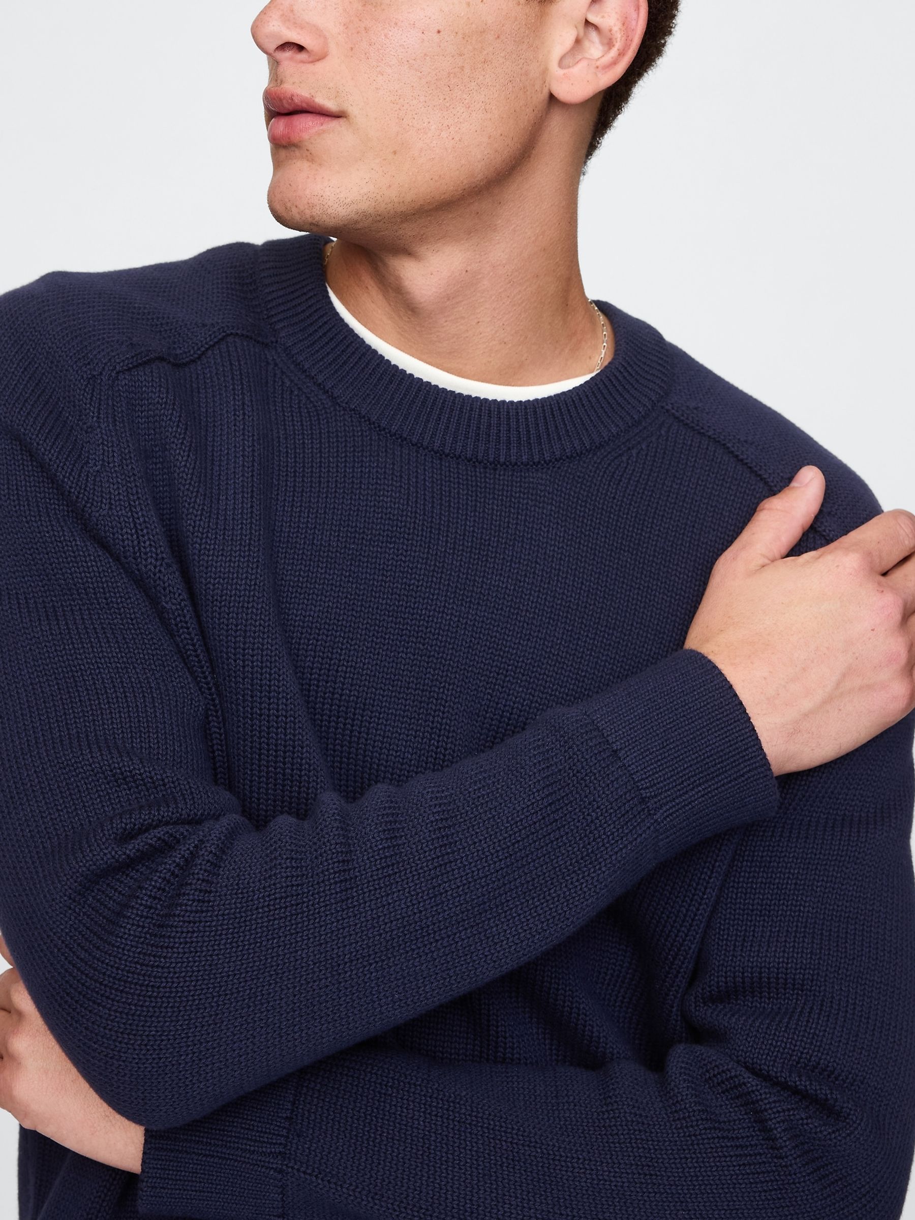 Navy Blue Raglan Crew Neck Jumper - Image 4 of 5