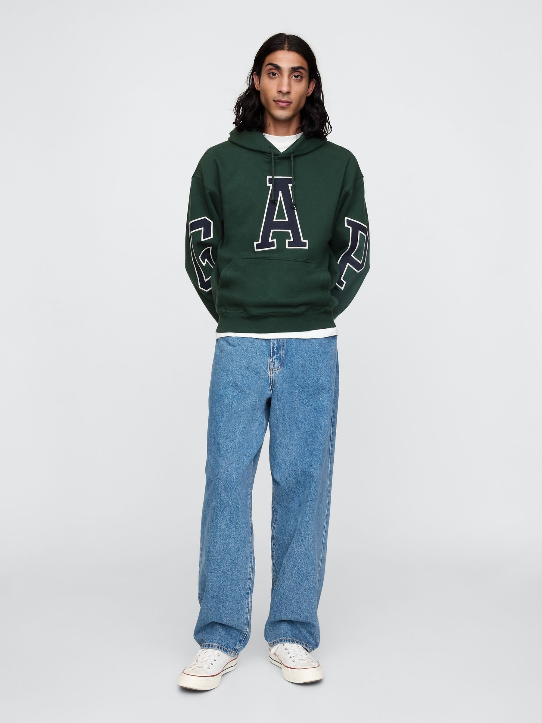 Dark Green Heavyweight Logo Hoodie - Image 3 of 5