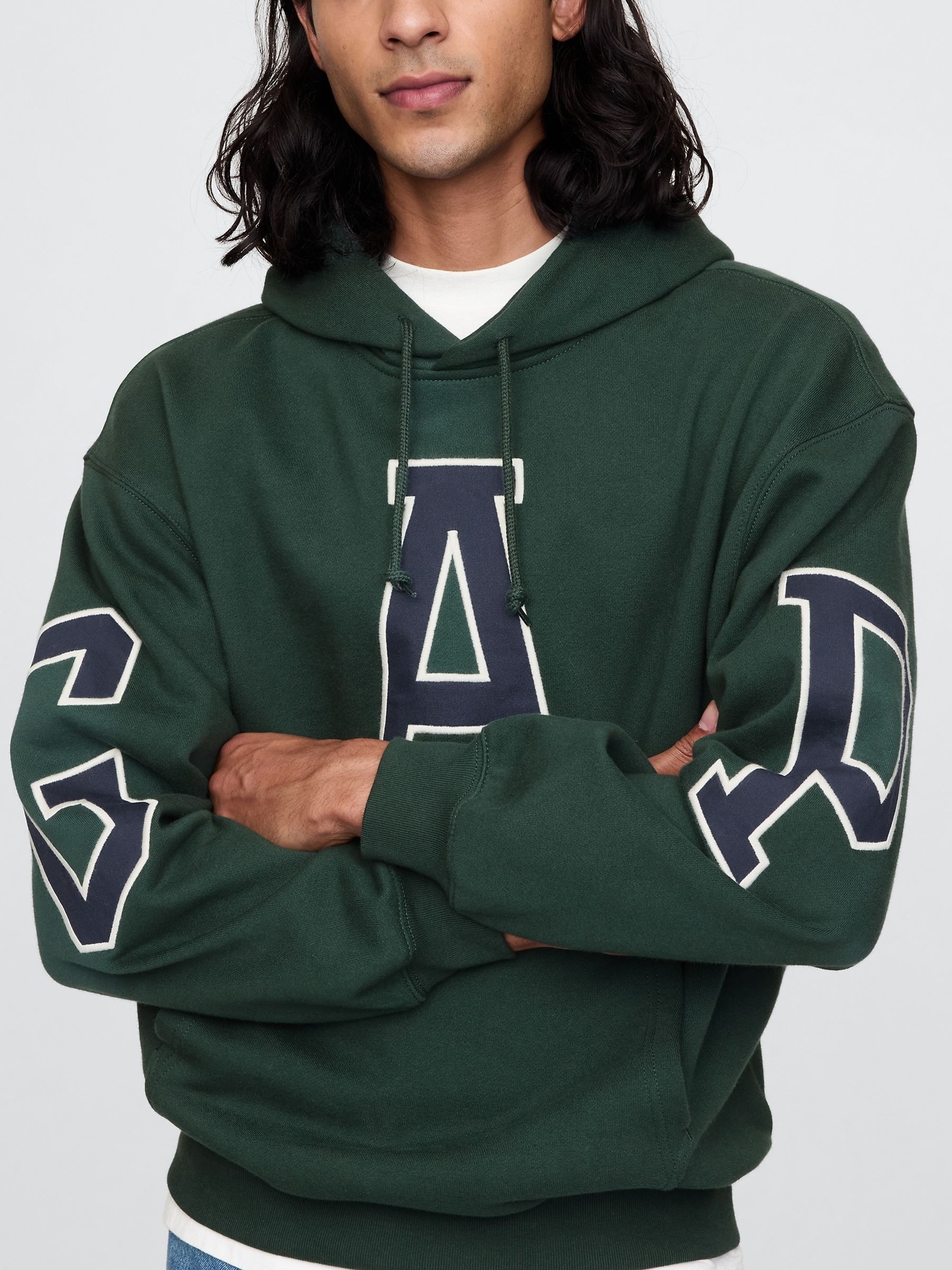 Dark Green Heavyweight Logo Hoodie - Image 4 of 5