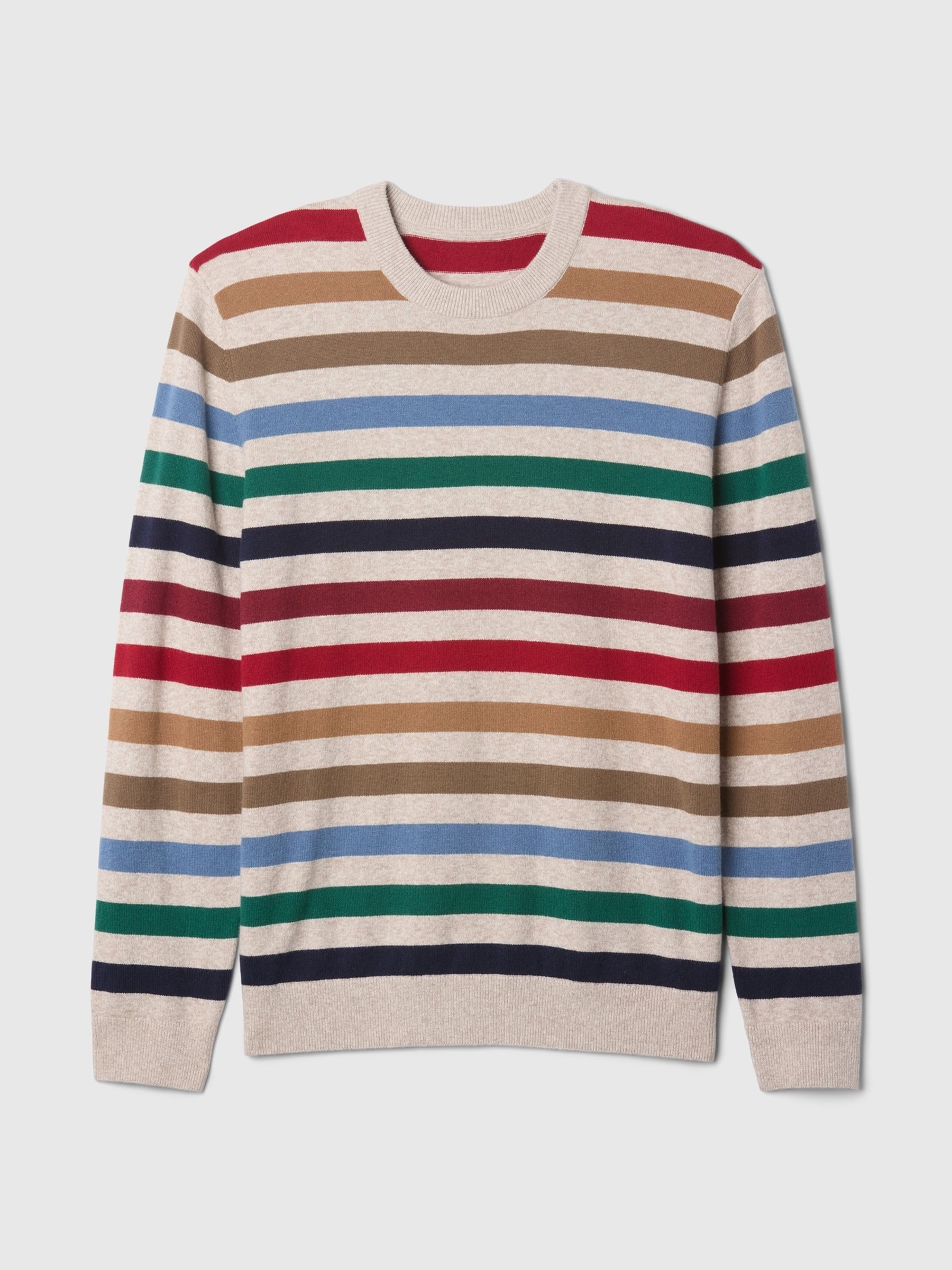 Cream Stripe CashSoft Crew Neck Jumper - Image 4 of 5