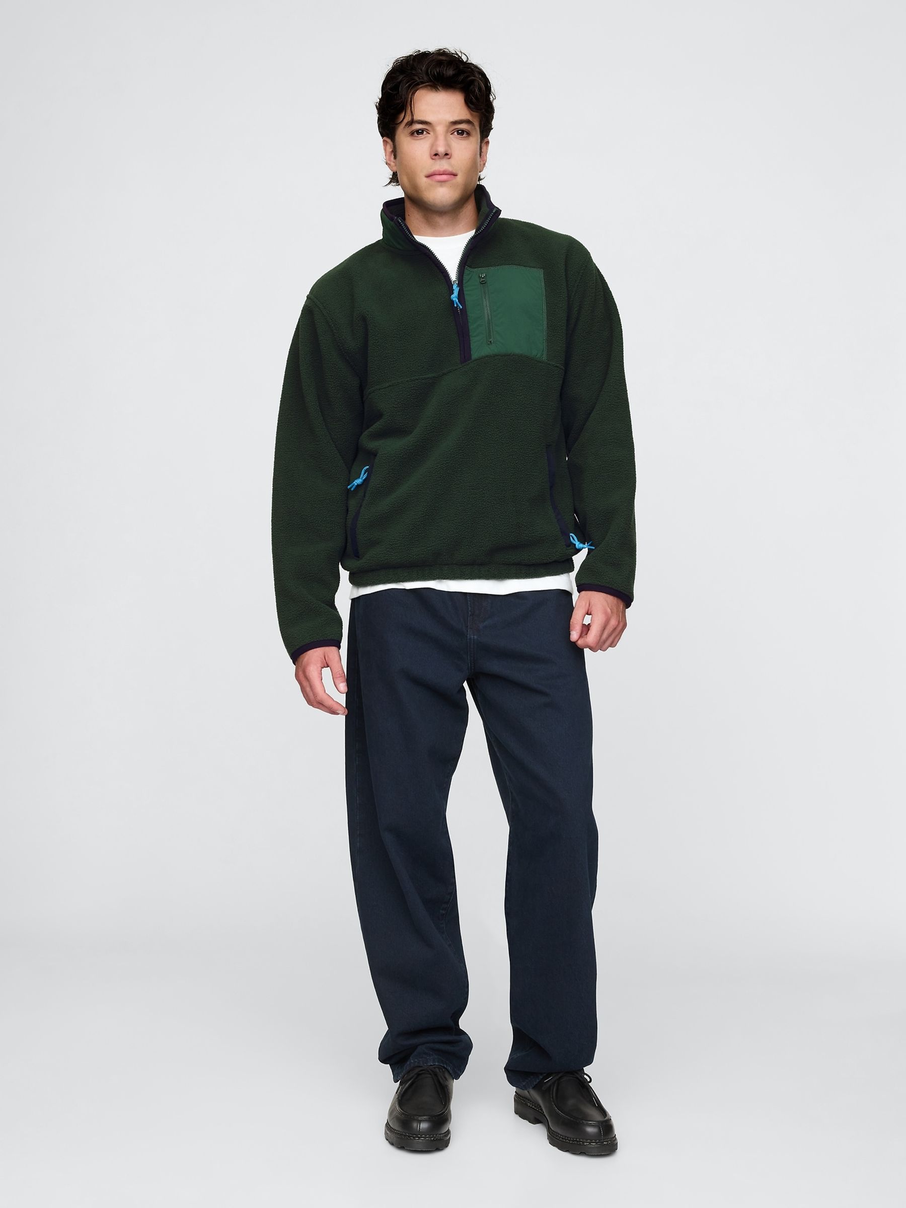 Green Sherpa Quarter-Zip Pullover Fleece - Image 3 of 5