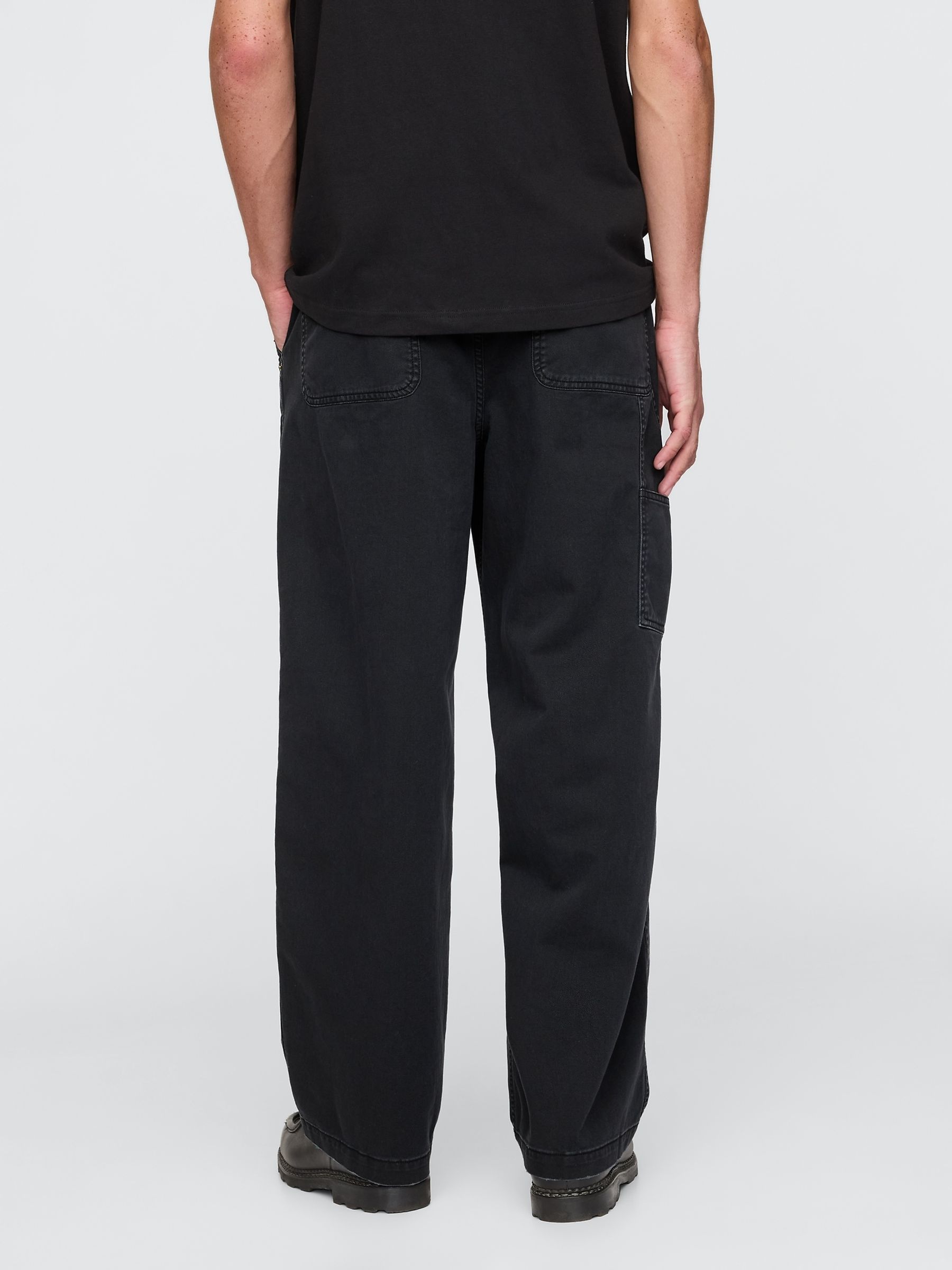 Black Loose Fit Cotton Twill Utility Chinos - Image 2 of 5