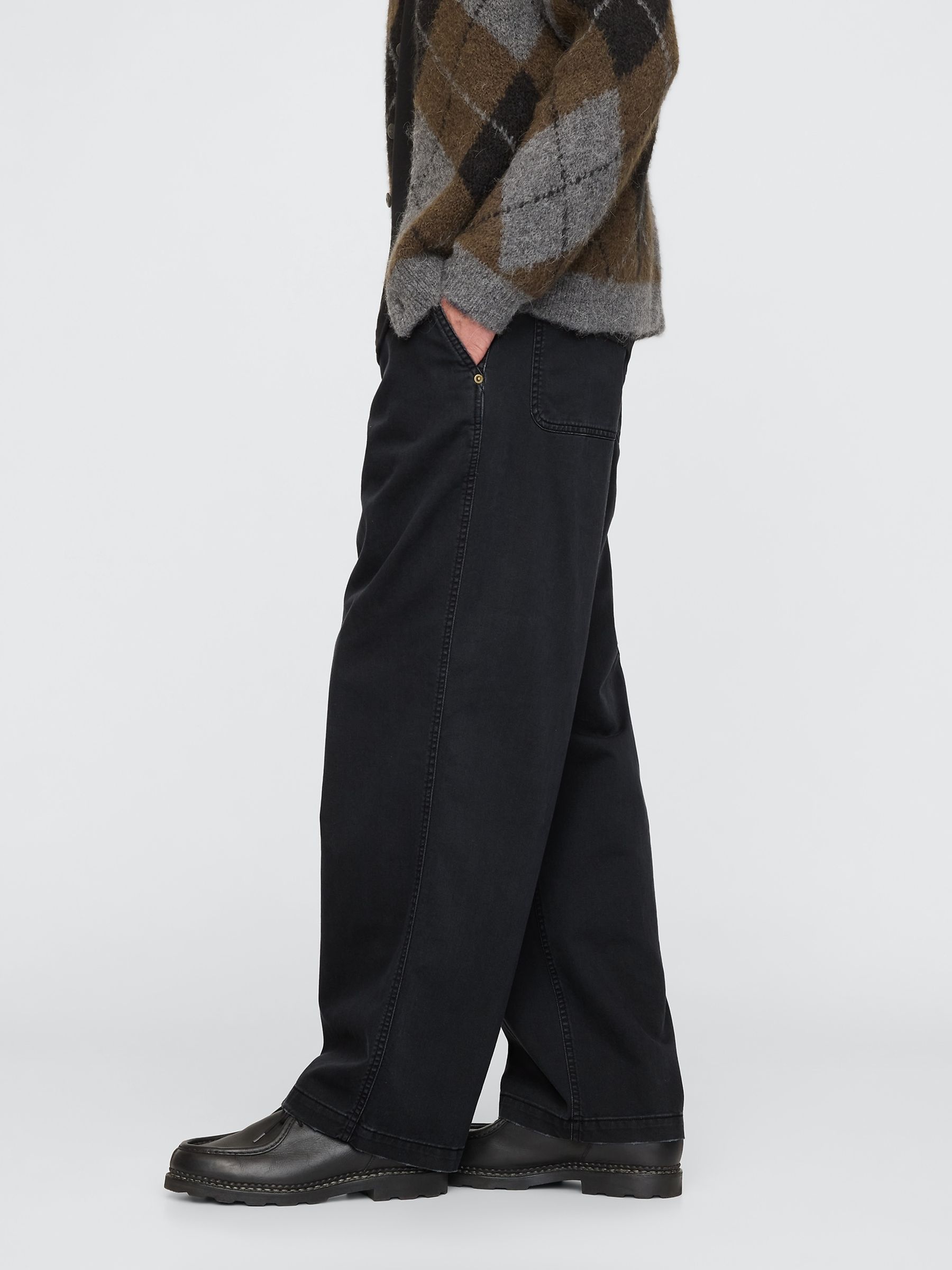 Black Loose Fit Cotton Twill Utility Chinos - Image 3 of 5