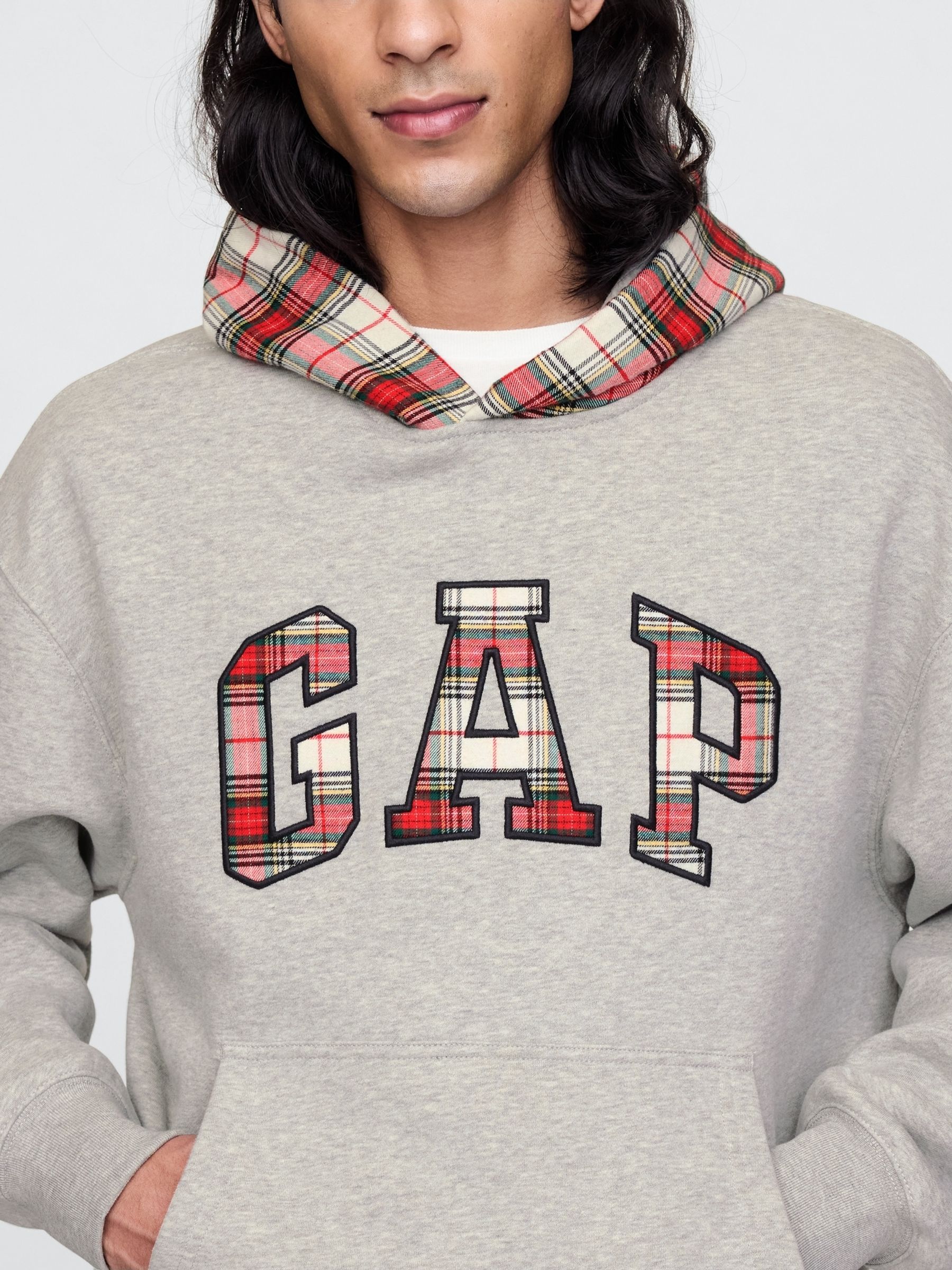 Grey Vintage Soft Striped Logo Hoodie - Image 4 of 5