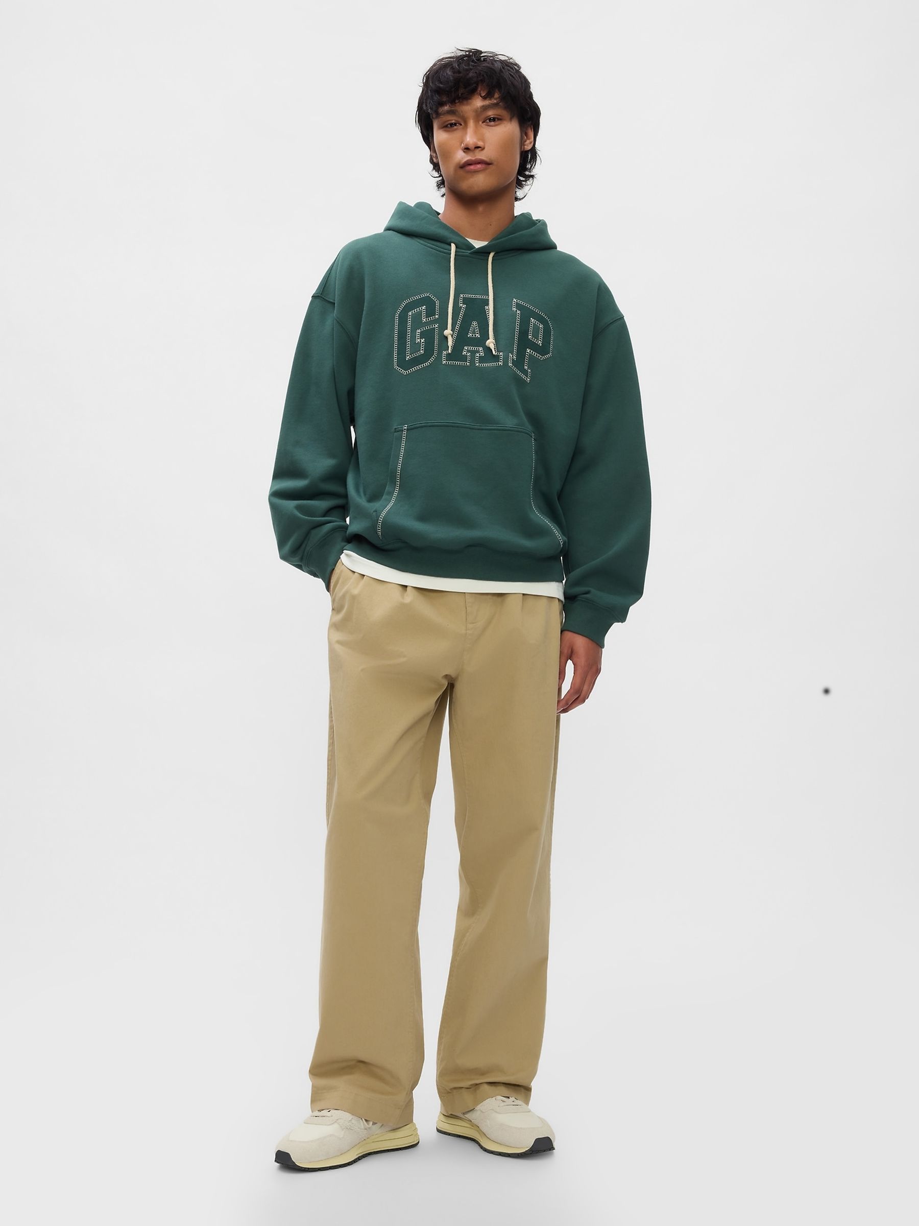 Green Heavyweight Stitch Logo Hoodie - Image 4 of 5