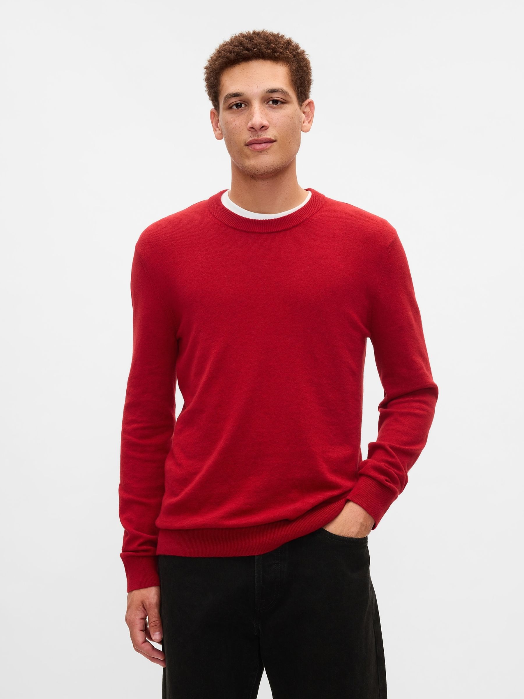 Red CashSoft Crew Neck Jumper - Image 1 of 5