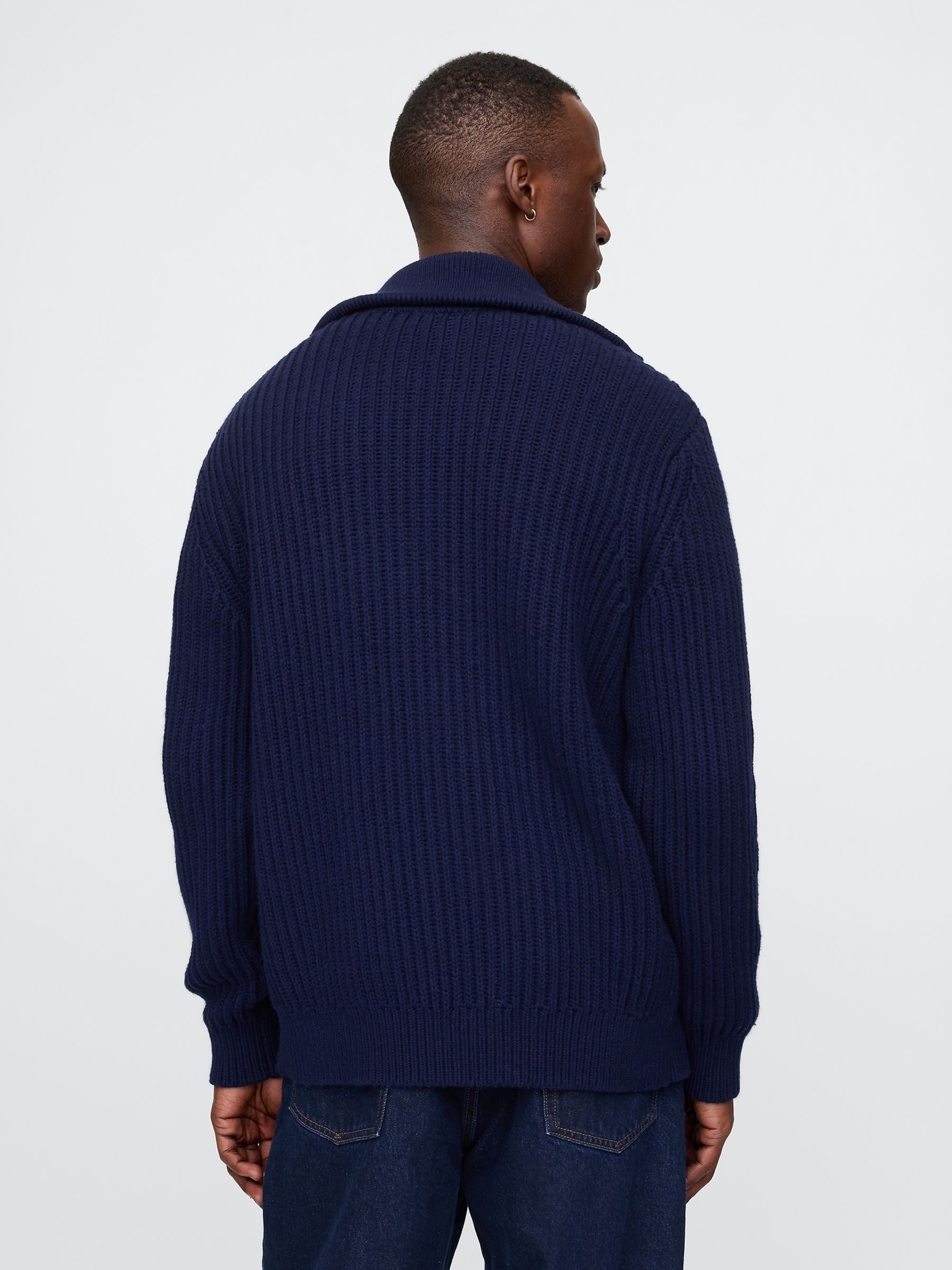 Blue Zip Up Knitted Cardigan - Image 2 of 4