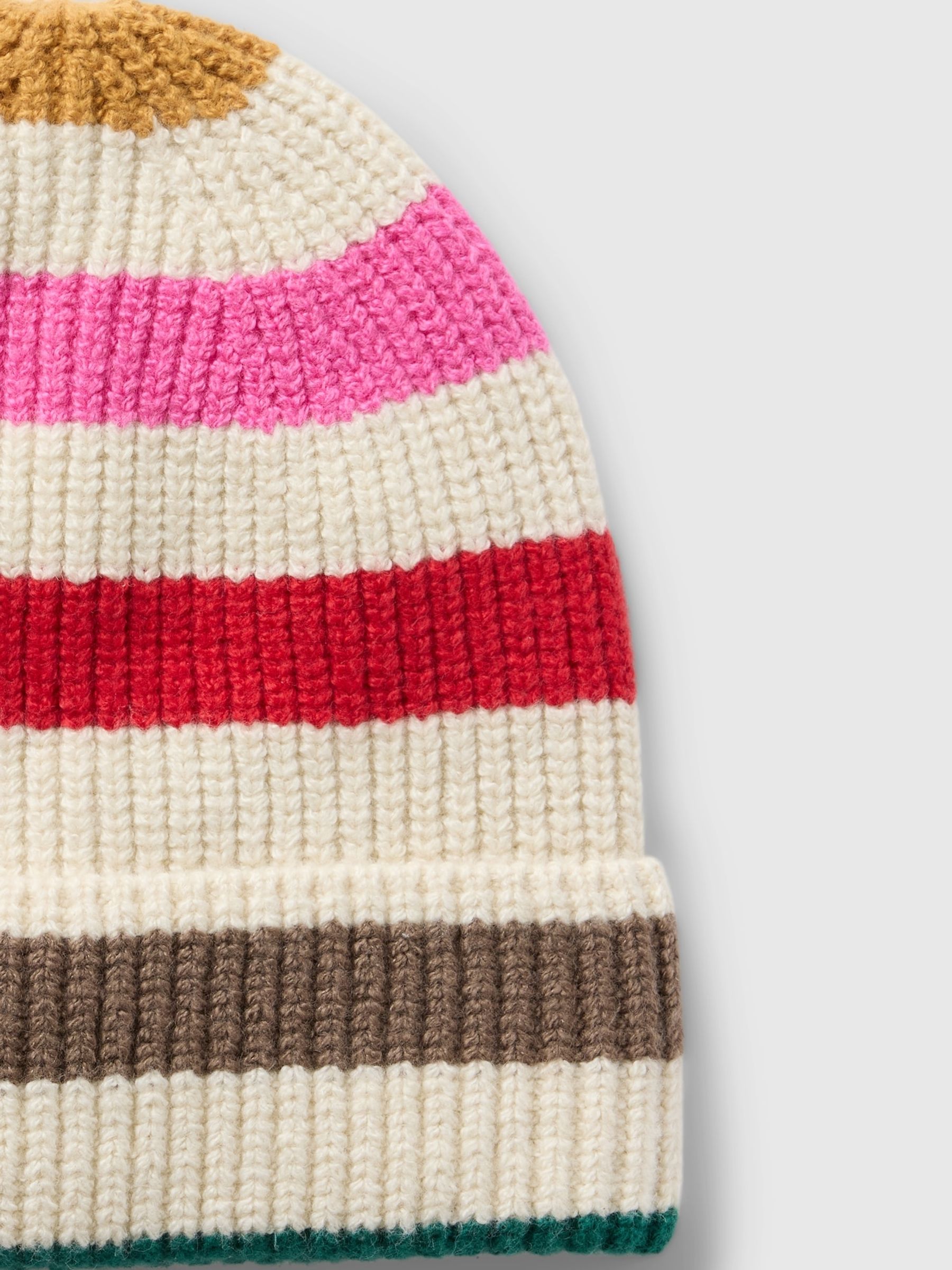 Cream Stripe CashSoft Beanie - Image 3 of 3