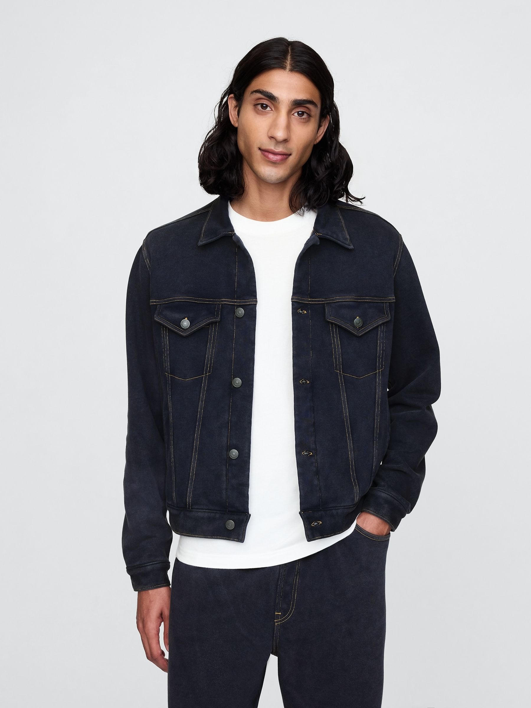Blue Heavyweight Fleece-Lined Denim Jacket - Image 1 of 5