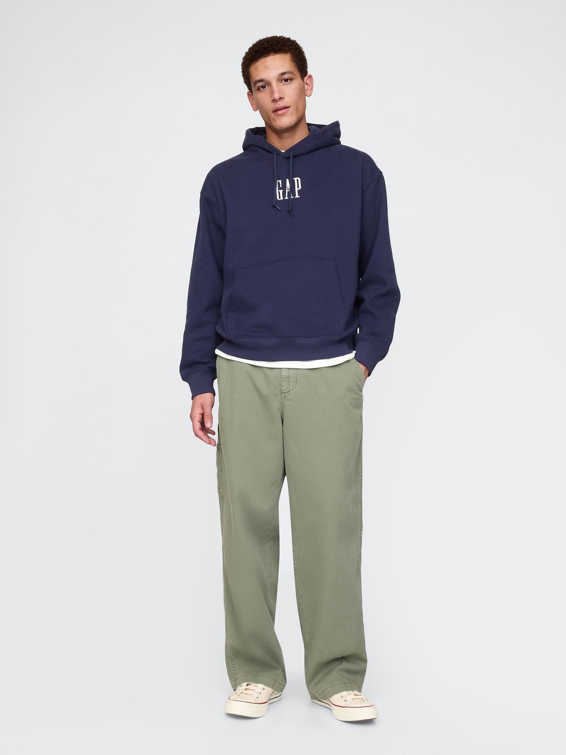 Navy Blue Vintage Soft Logo Hoodie - Image 3 of 5