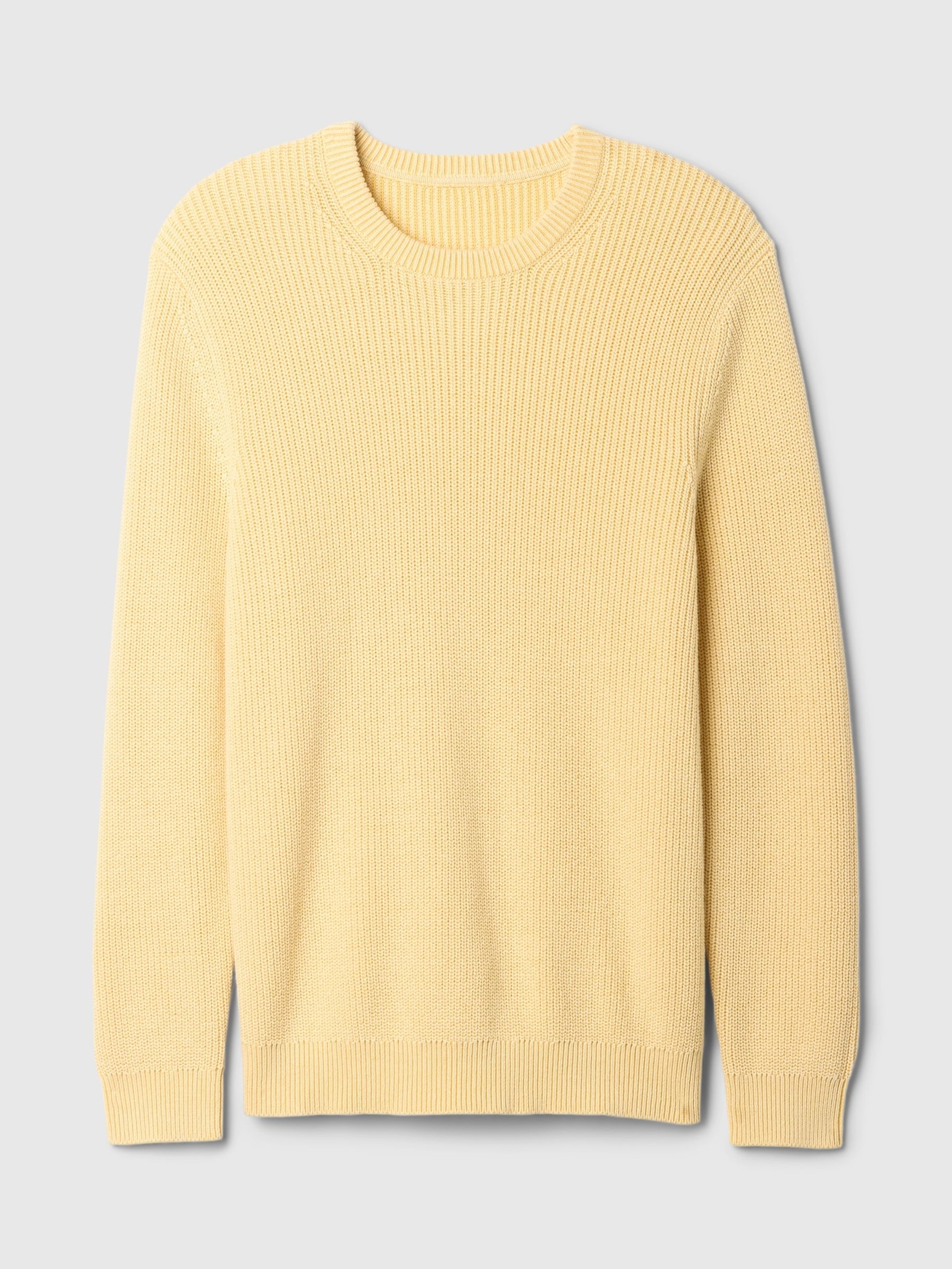 Yellow Shaker-Stitch Crew Neck Jumper - Image 4 of 5
