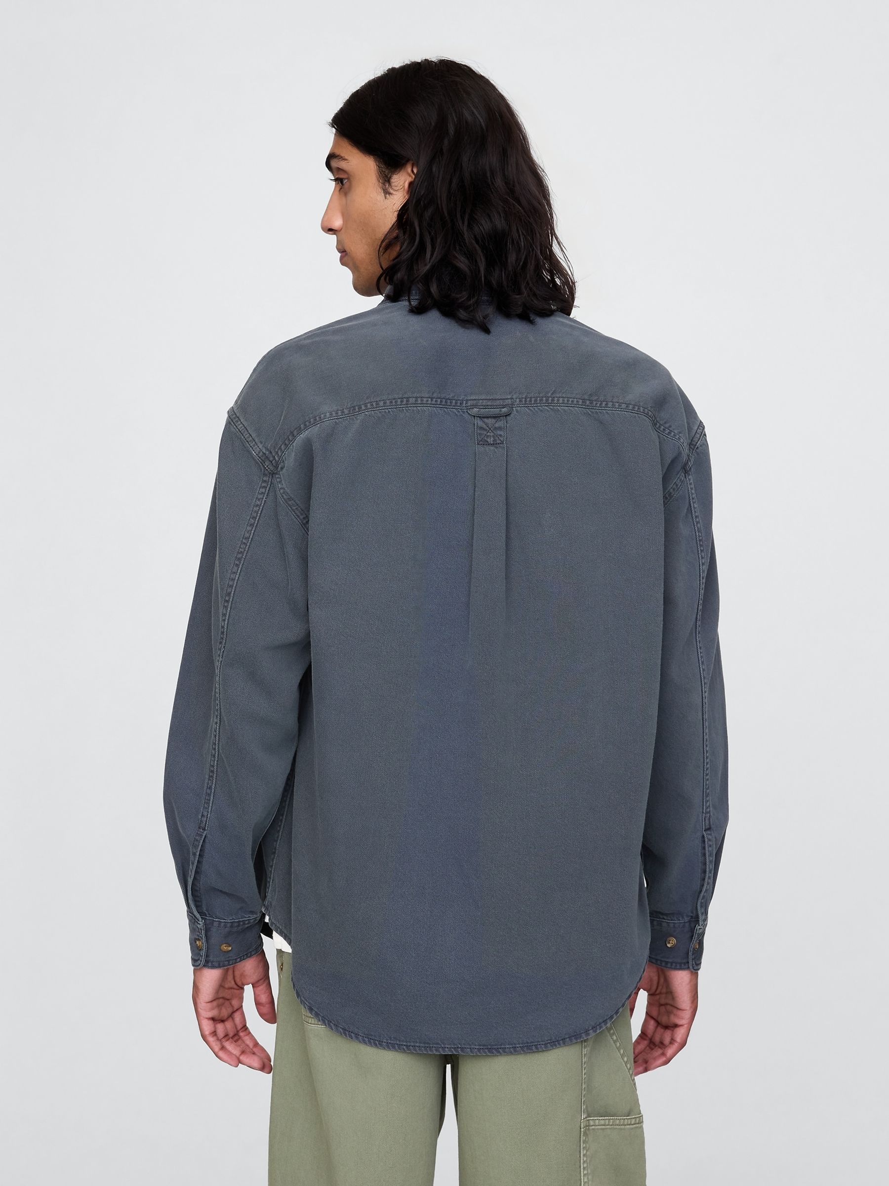 Blue UltraSoft Denim Oversized Shirt - Image 2 of 5