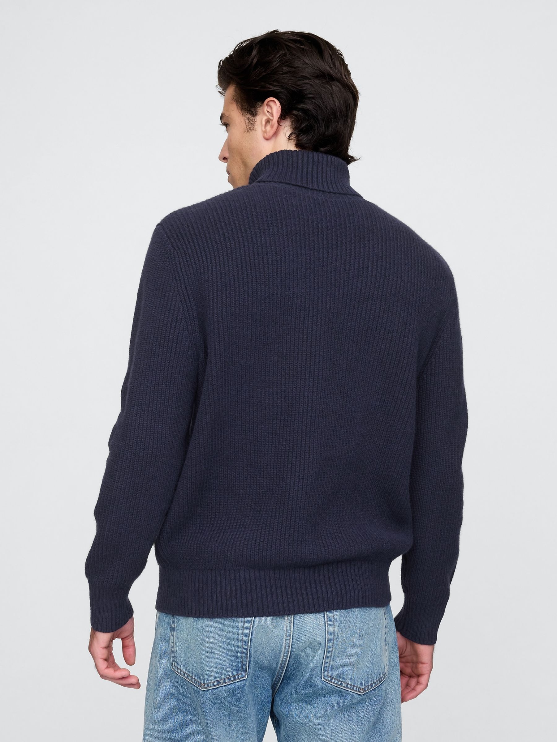 Navy Blue CashSoft Fair Isle Turtle Neck Jumper - Image 2 of 5