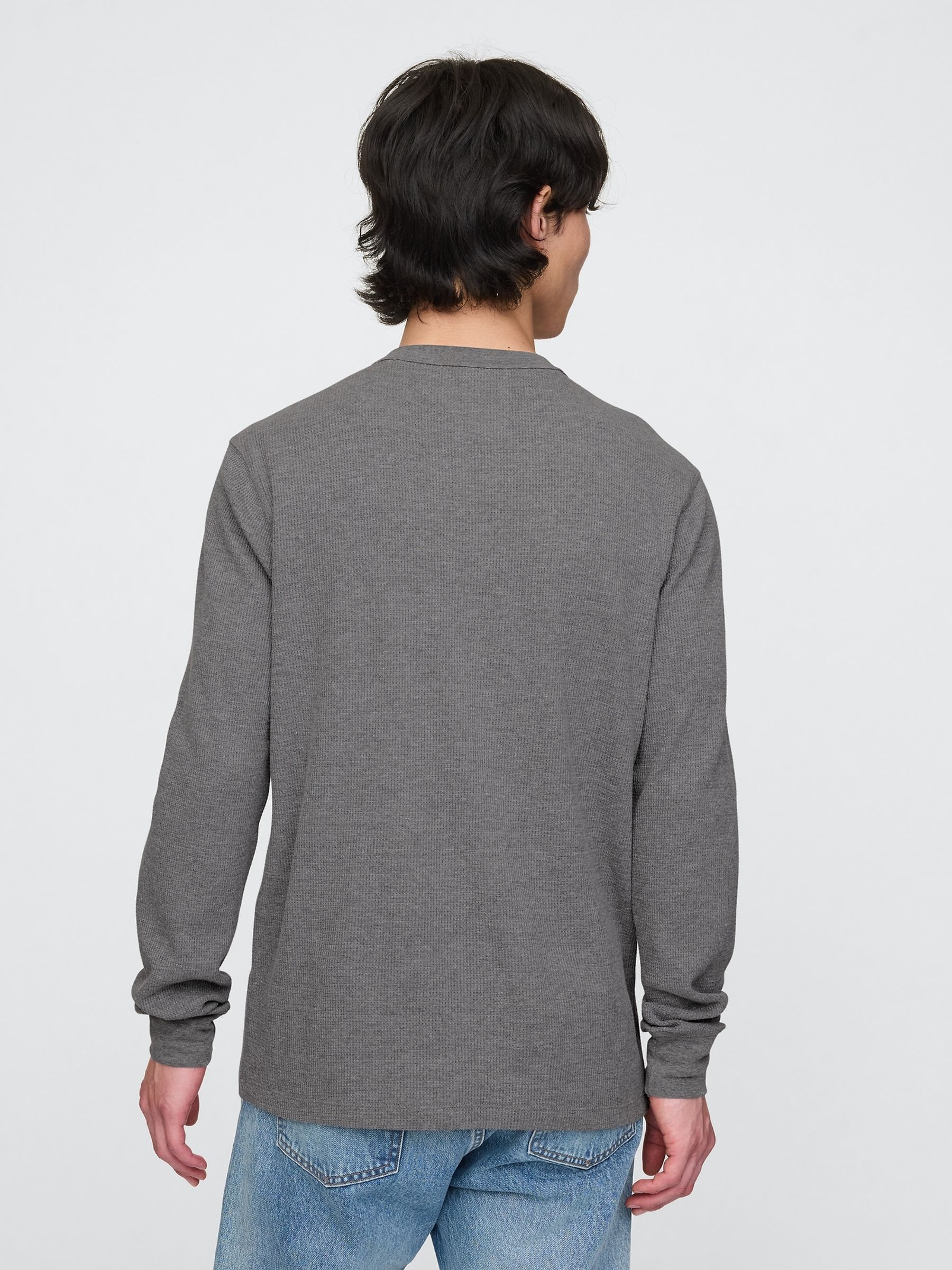 Grey Long Sleeve Logo Waffle Knit T-Shirt - Image 2 of 5