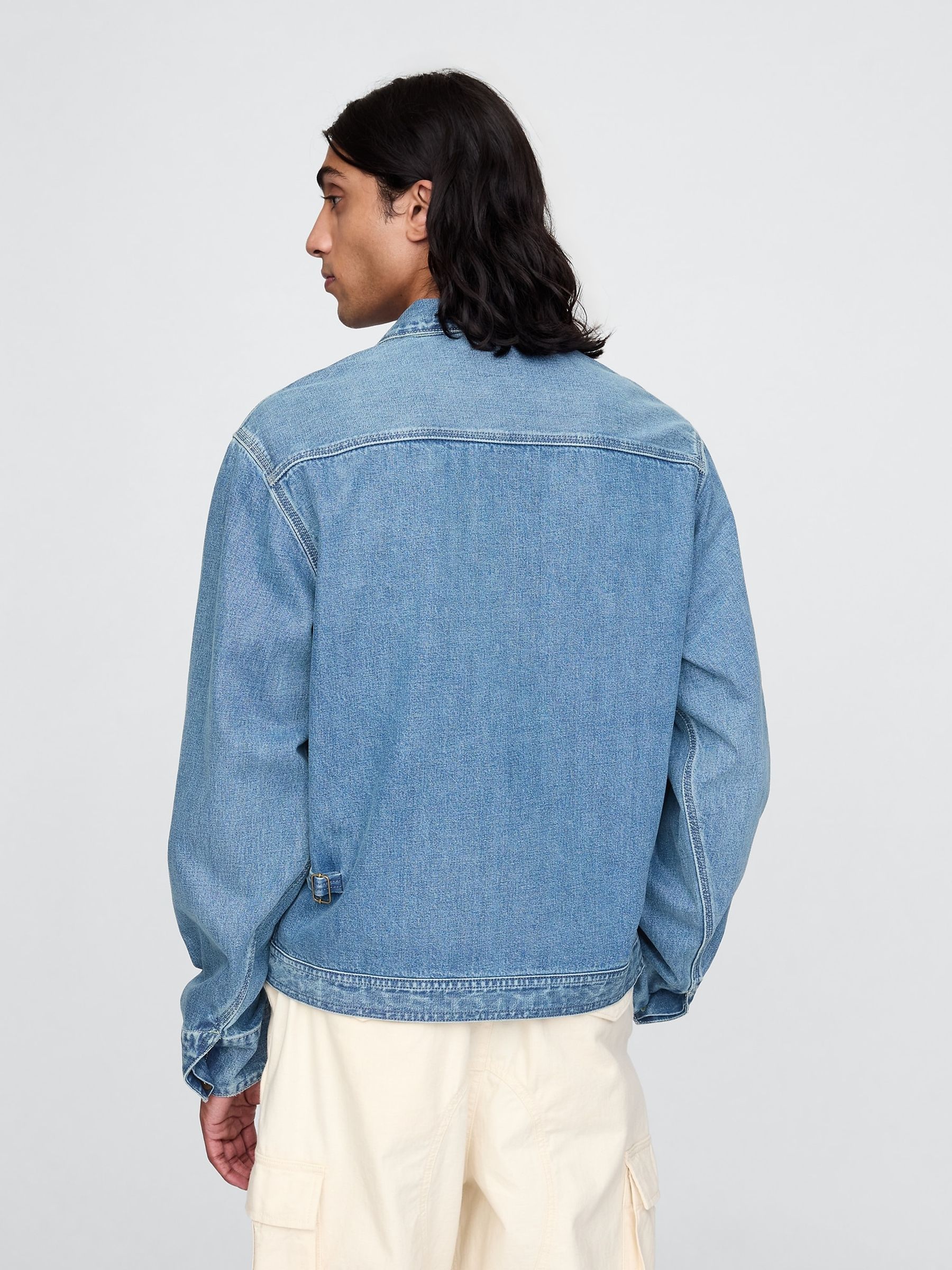 Blue Zip Up Denim Shirt Jacket - Image 2 of 5