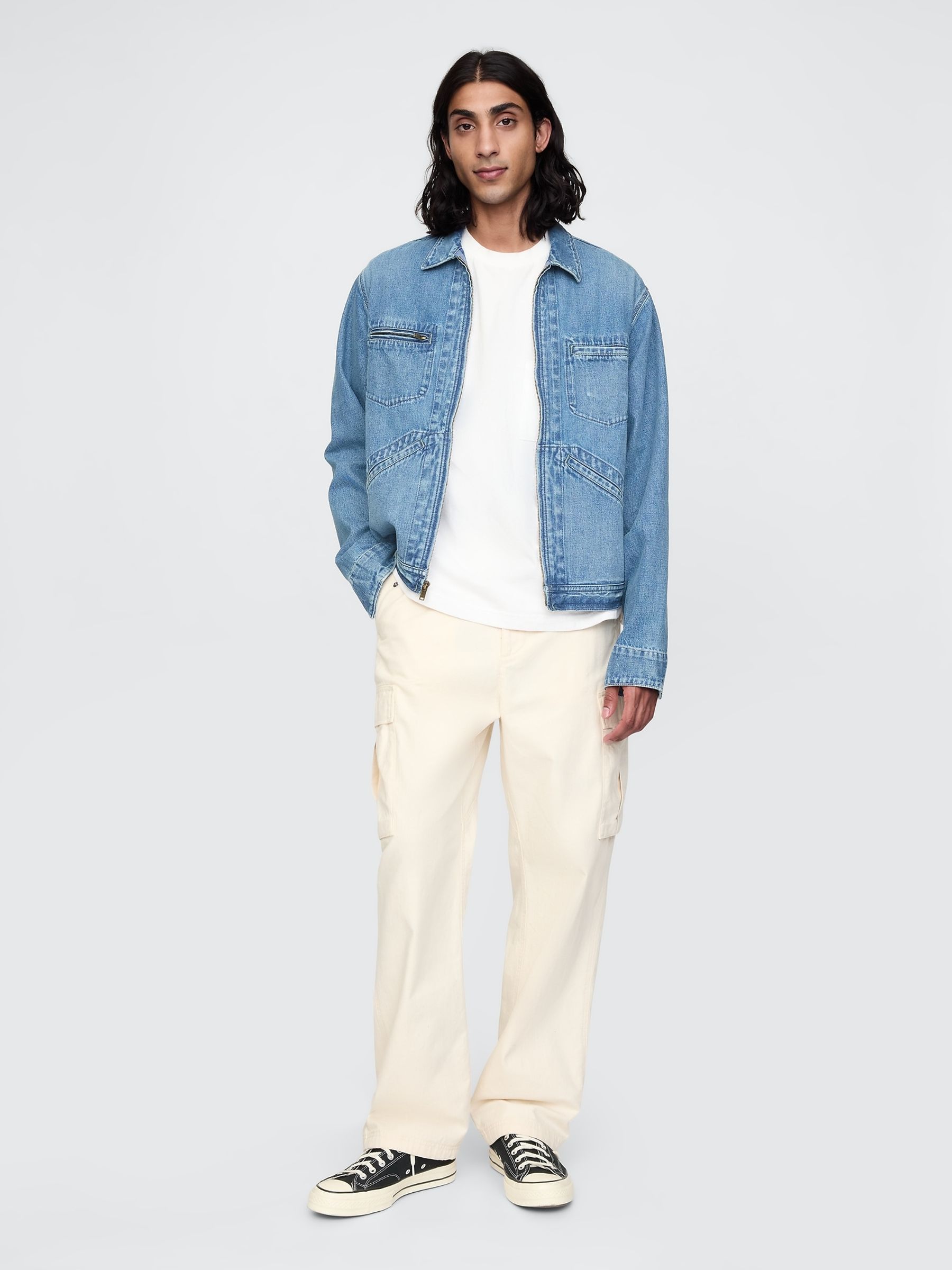 Blue Zip Up Denim Shirt Jacket - Image 3 of 5