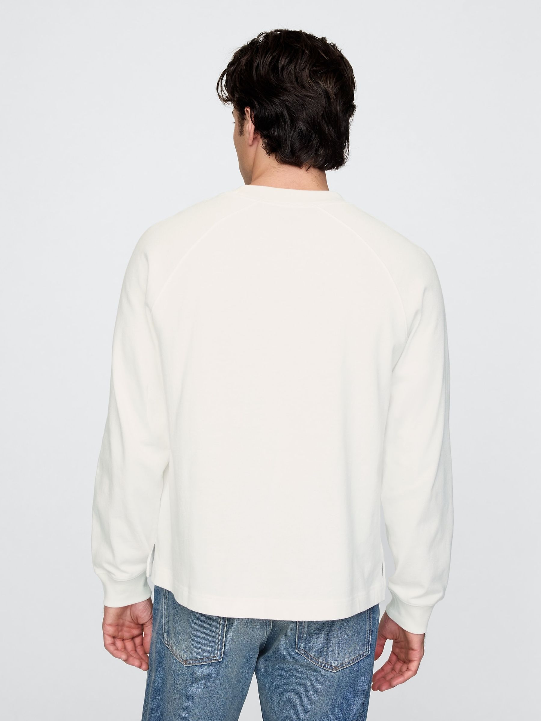 White Heavyweight Long Sleeve Mock Neck T-Shirt - Image 2 of 5