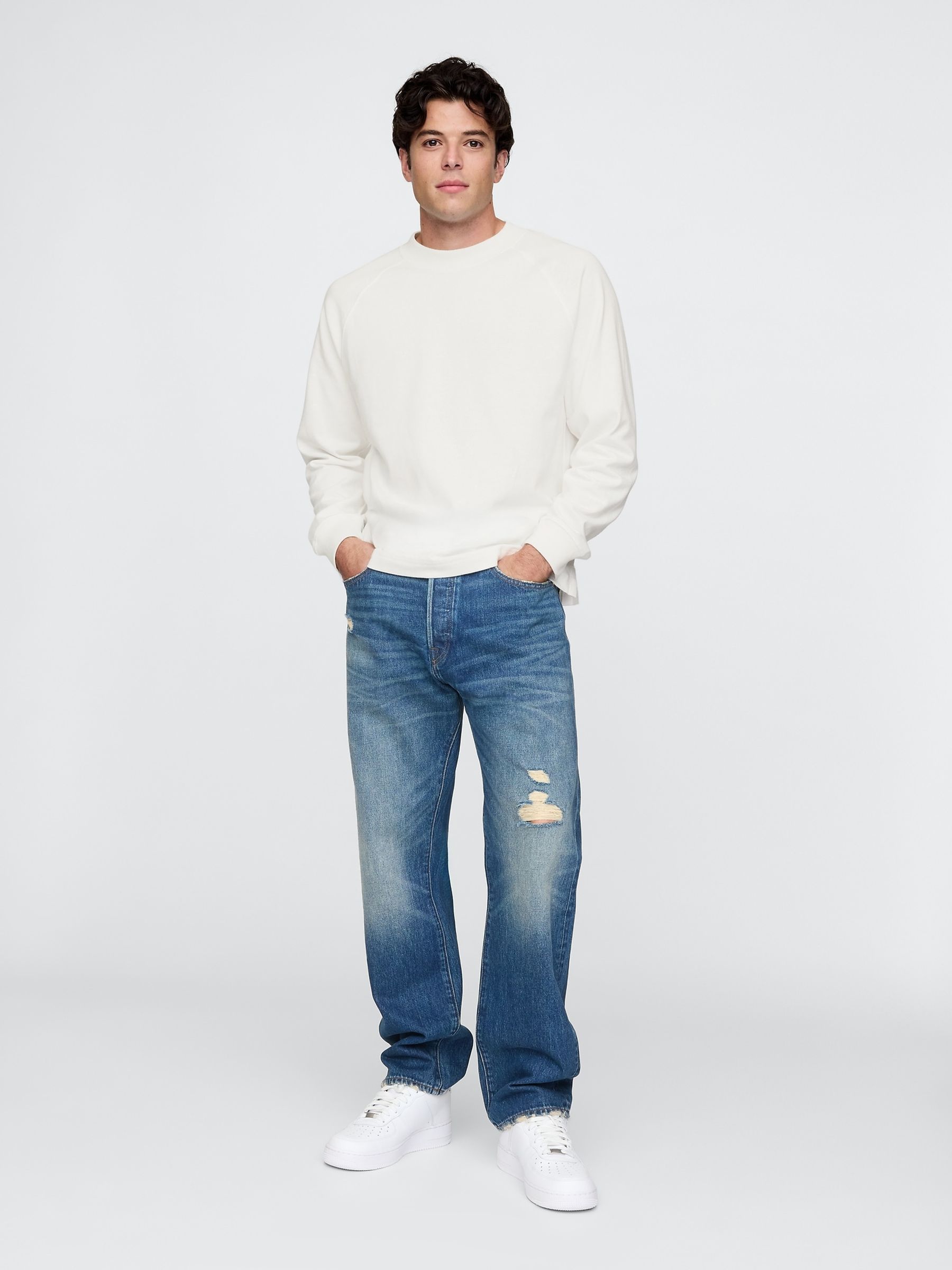 White Heavyweight Long Sleeve Mock Neck T-Shirt - Image 3 of 5