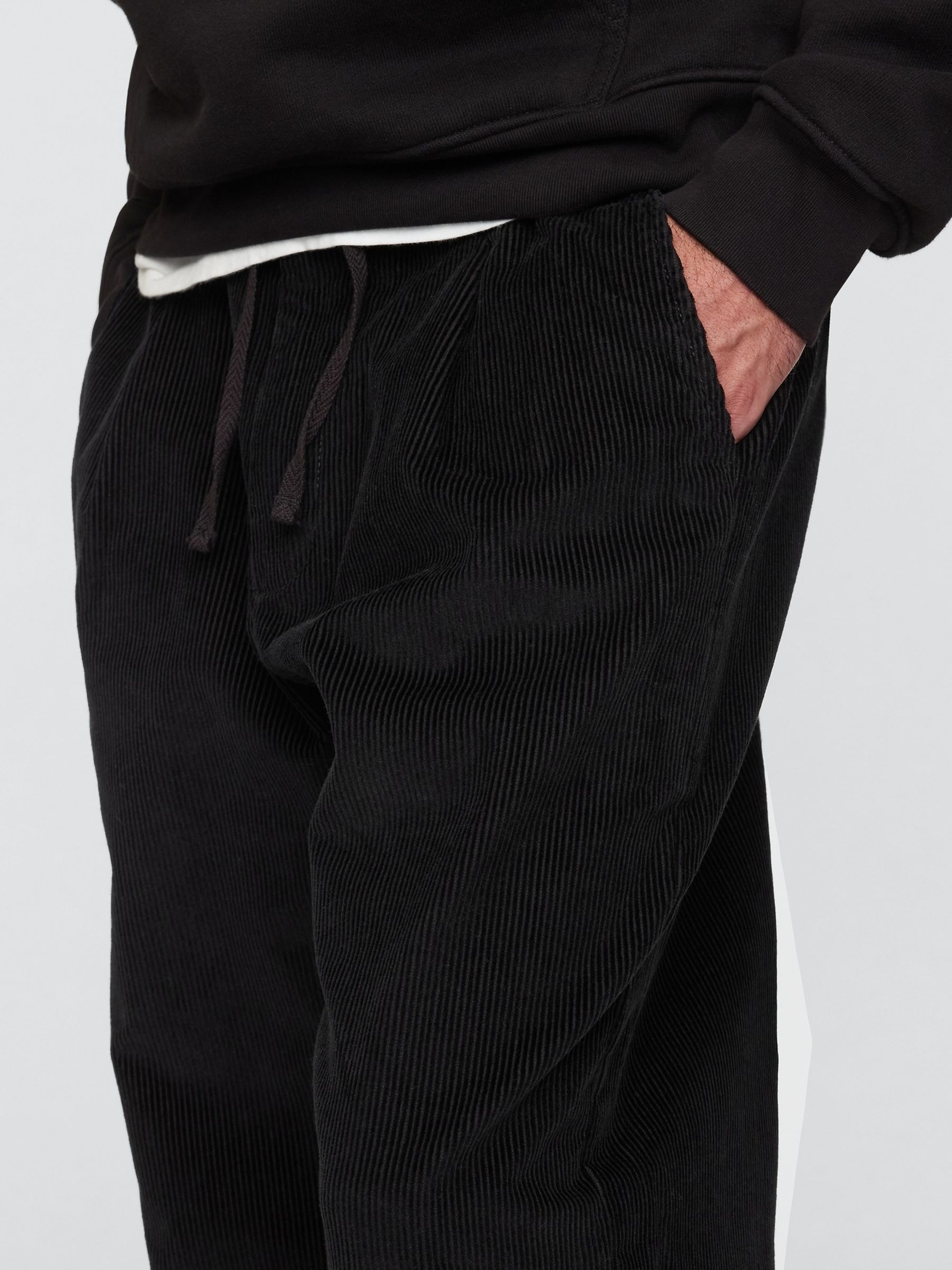 Black Baggy Pleated Corduroy Trousers - Image 5 of 5